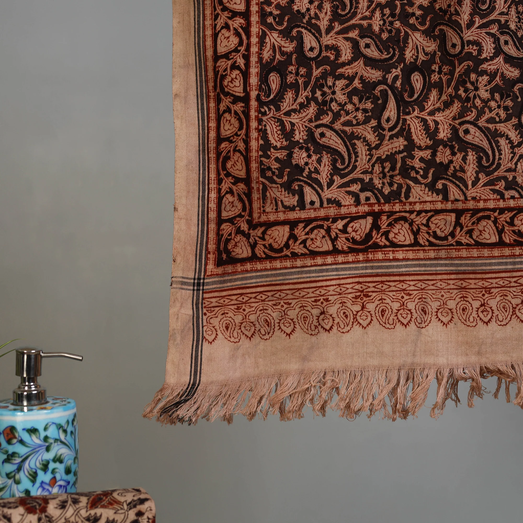 Handloom Cotton Natural Dyed Block Print Pedana Kalamkari Towel 22 - Image 3