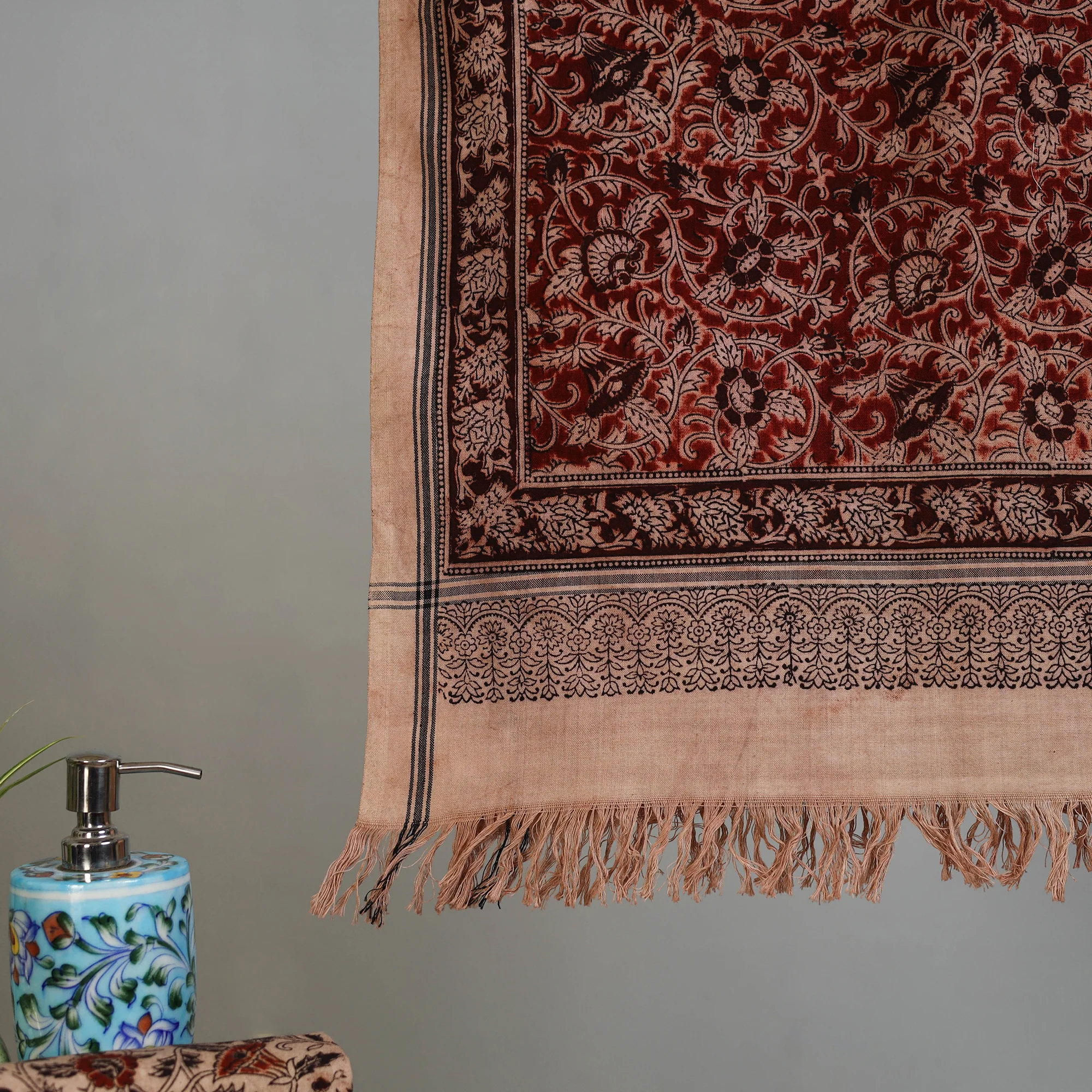 Handloom Cotton Natural Dyed Block Print Pedana Kalamkari Towel 24 - Image 3