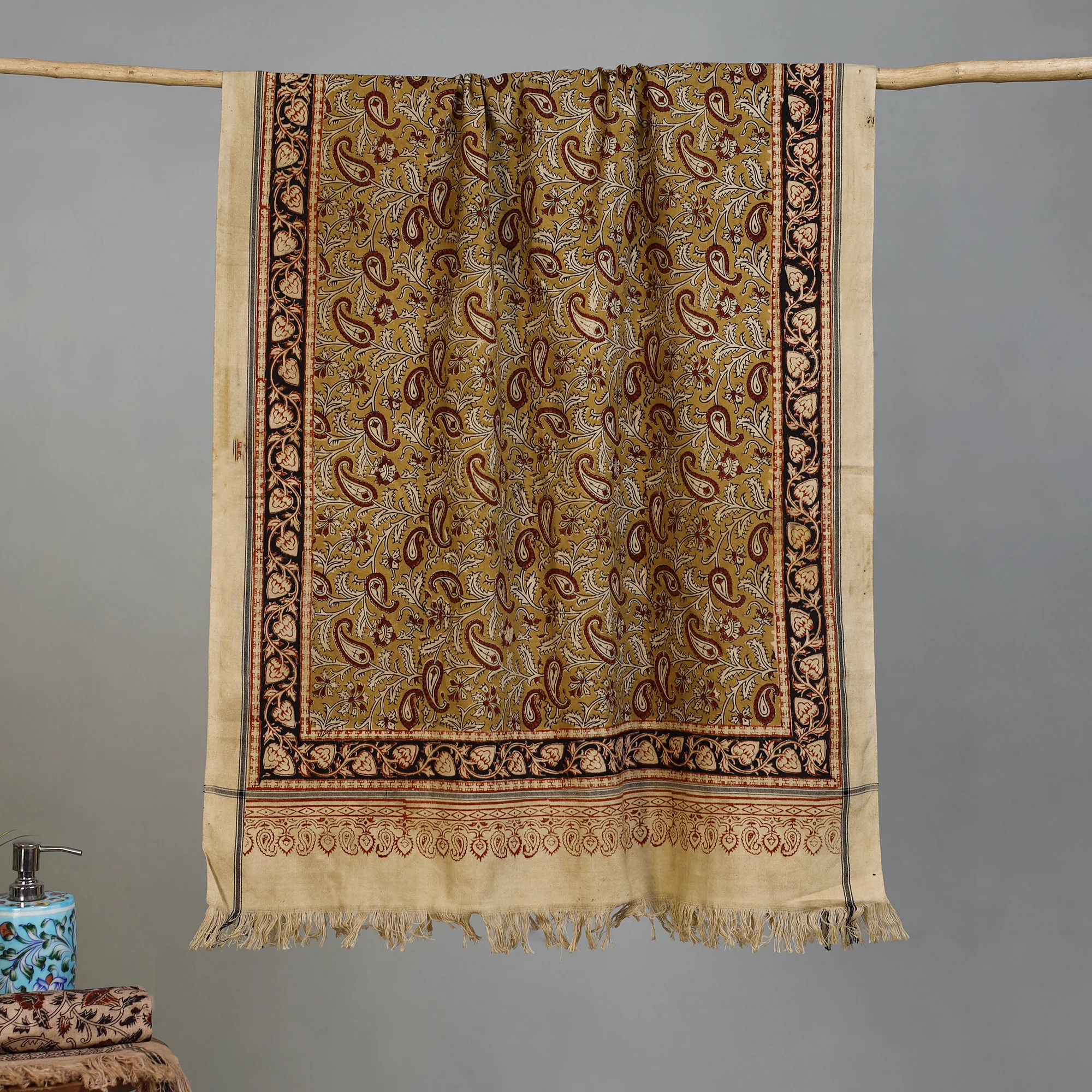 Handloom Cotton Natural Dyed Block Print Pedana Kalamkari Towel 26