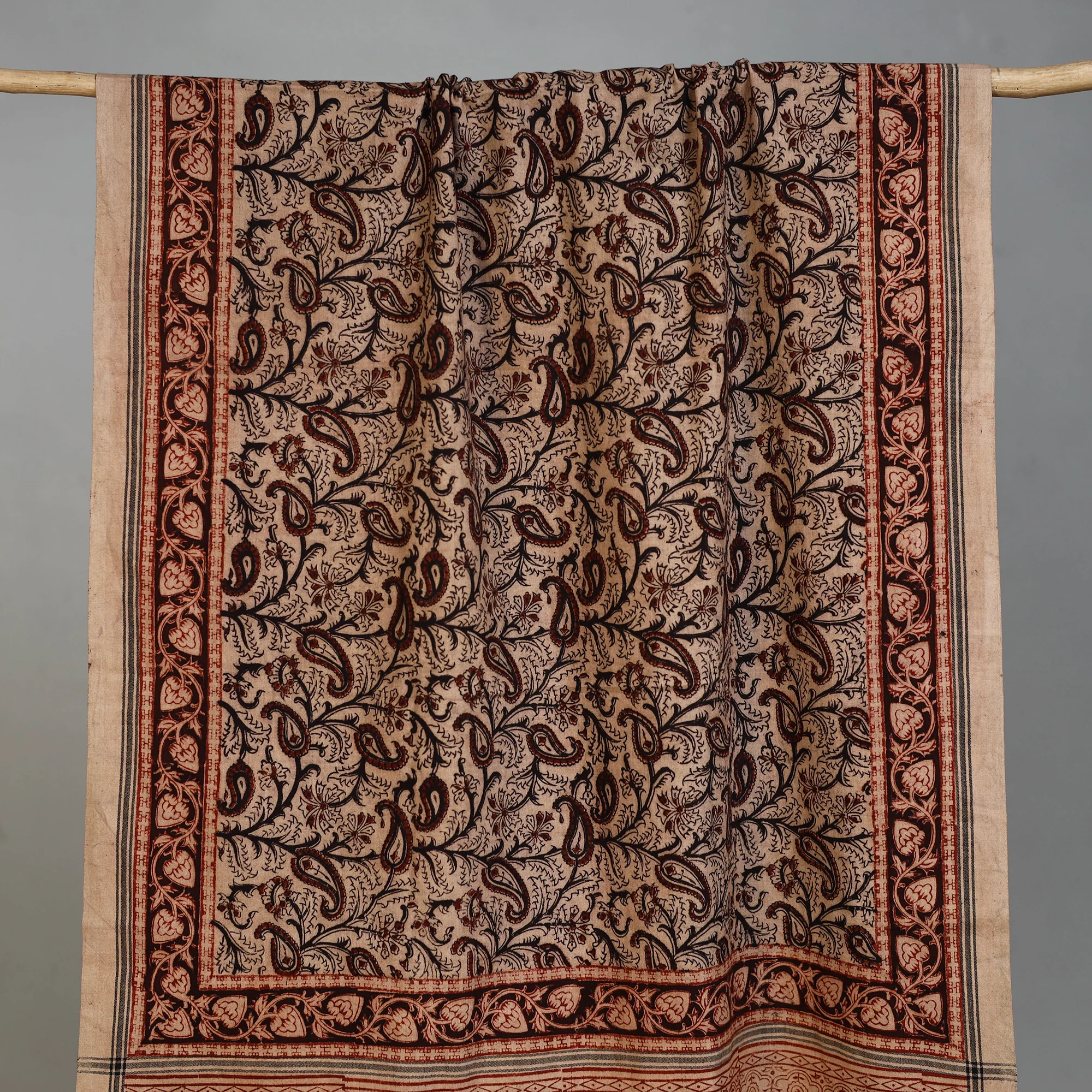 Handloom Cotton Natural Dyed Block Print Pedana Kalamkari Towel 27 - Image 2