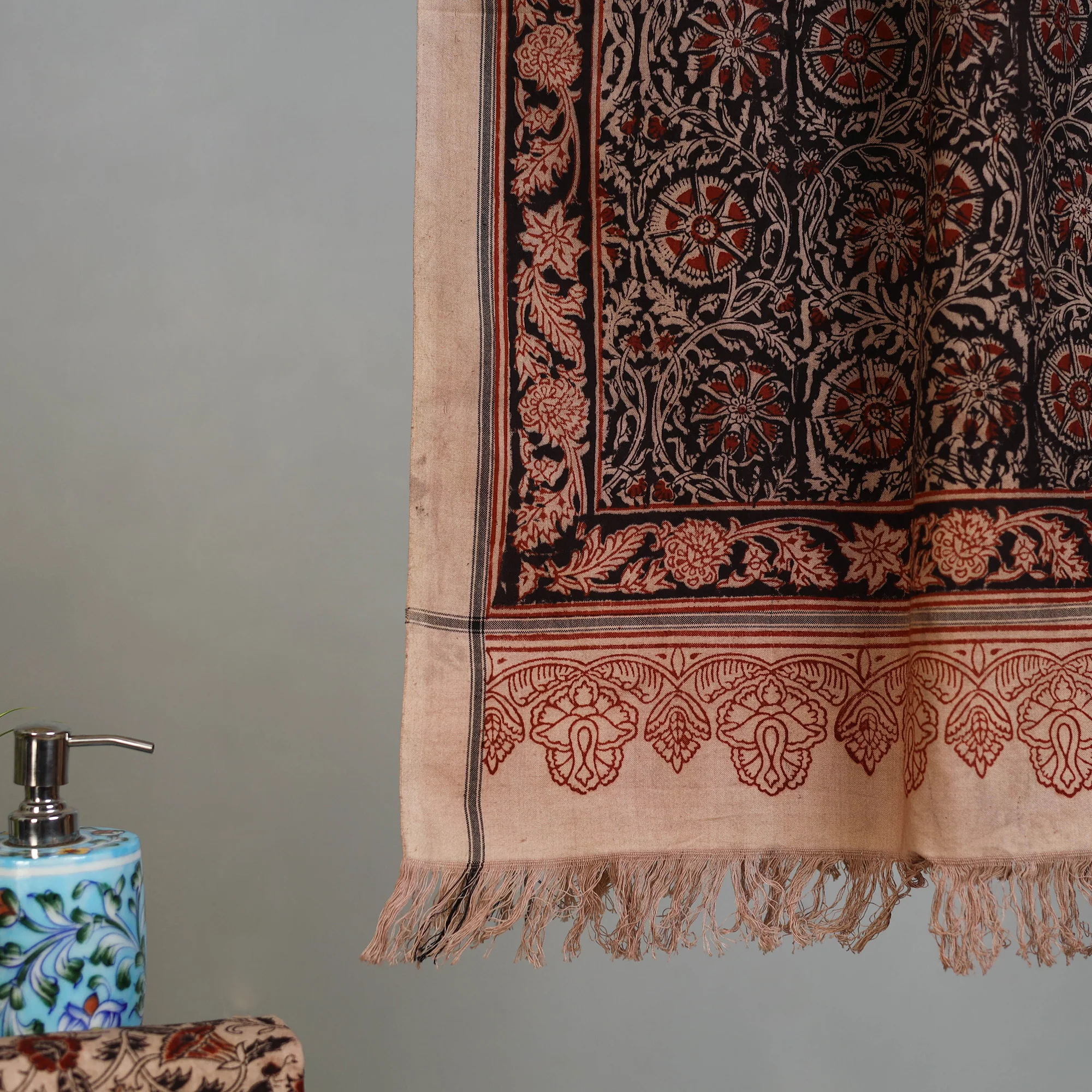 Handloom Cotton Natural Dyed Block Print Pedana Kalamkari Towel 30 - Image 3