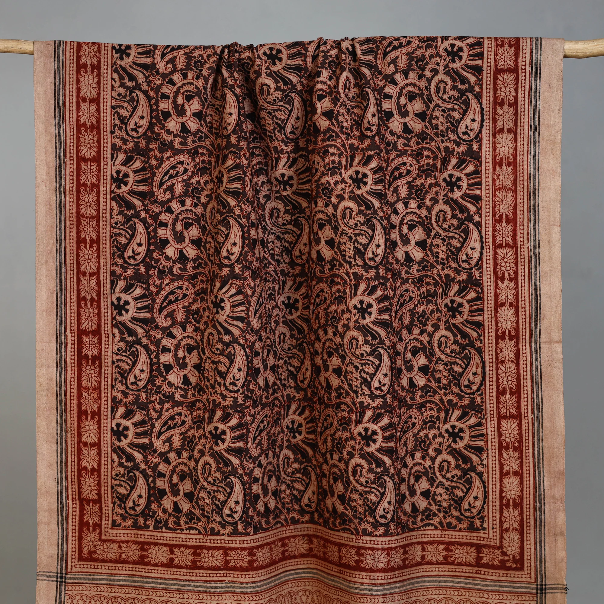 Handloom Cotton Natural Dyed Block Print Pedana Kalamkari Towel 46 - Image 2