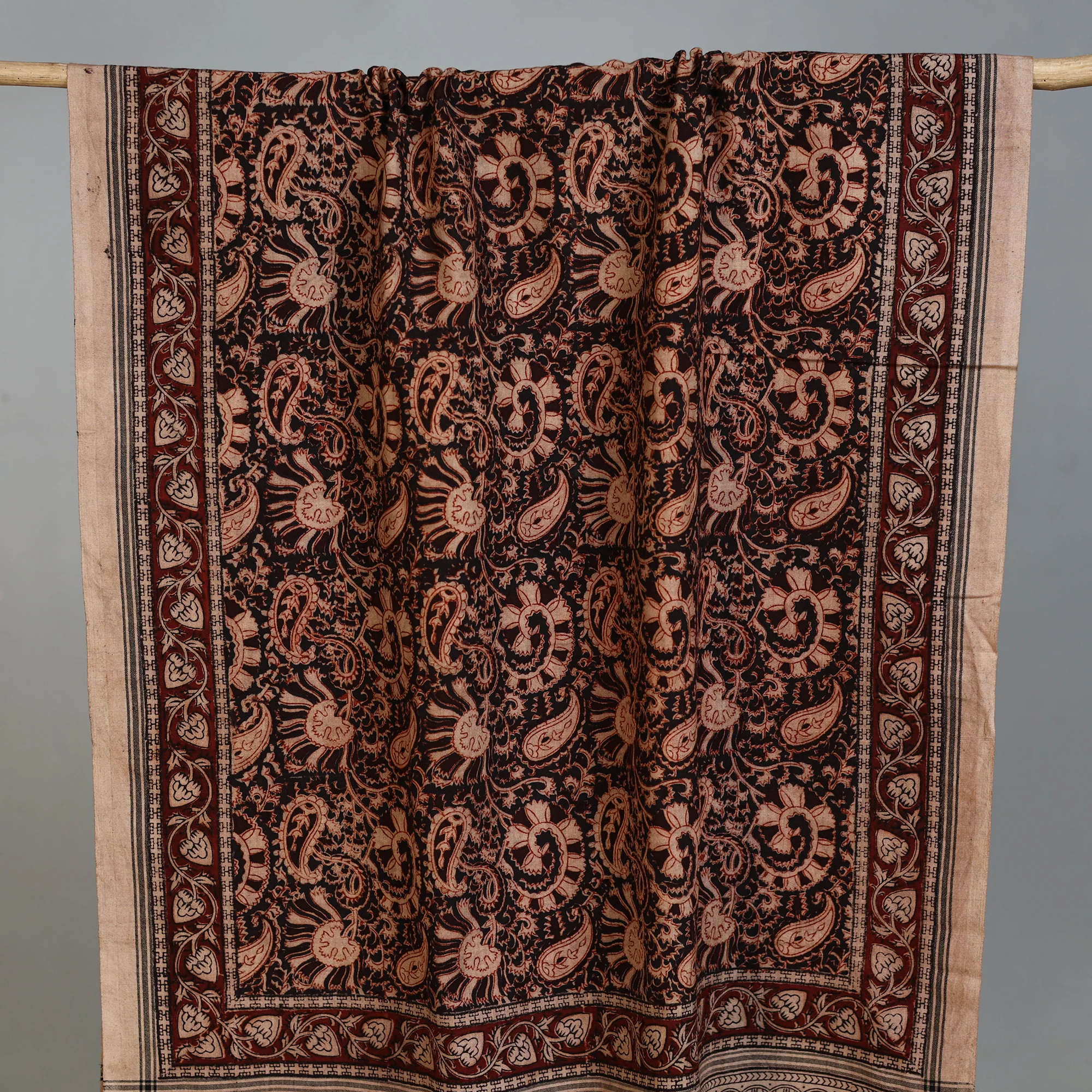 Handloom Cotton Natural Dyed Block Print Pedana Kalamkari Towel 47 - Image 2