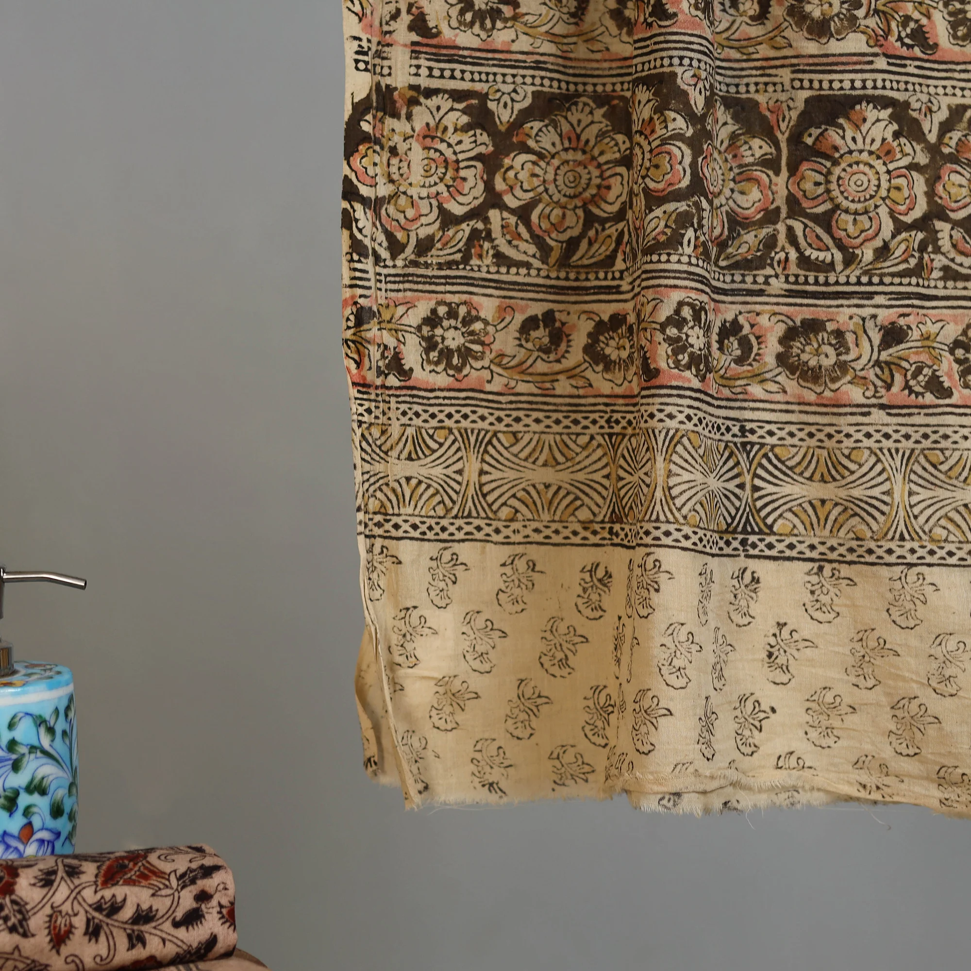 Handloom Cotton Natural Dyed Block Print Pedana Kalamkari Towel 49 - Image 3