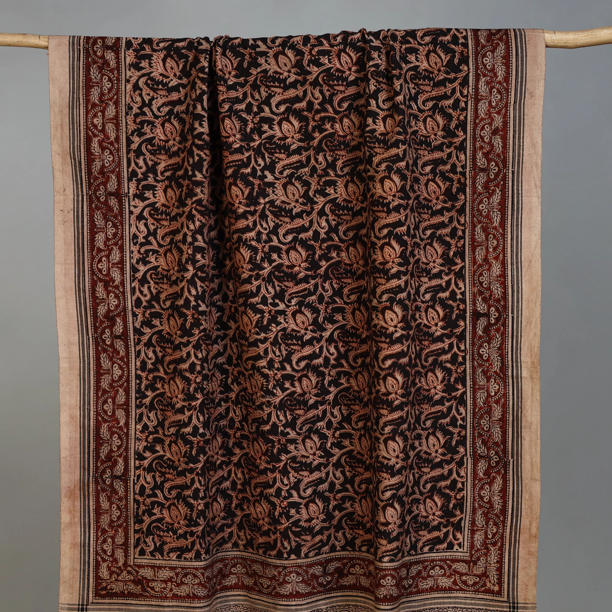 Handloom Cotton Natural Dyed Block Print Pedana Kalamkari Towel 52 - Image 2