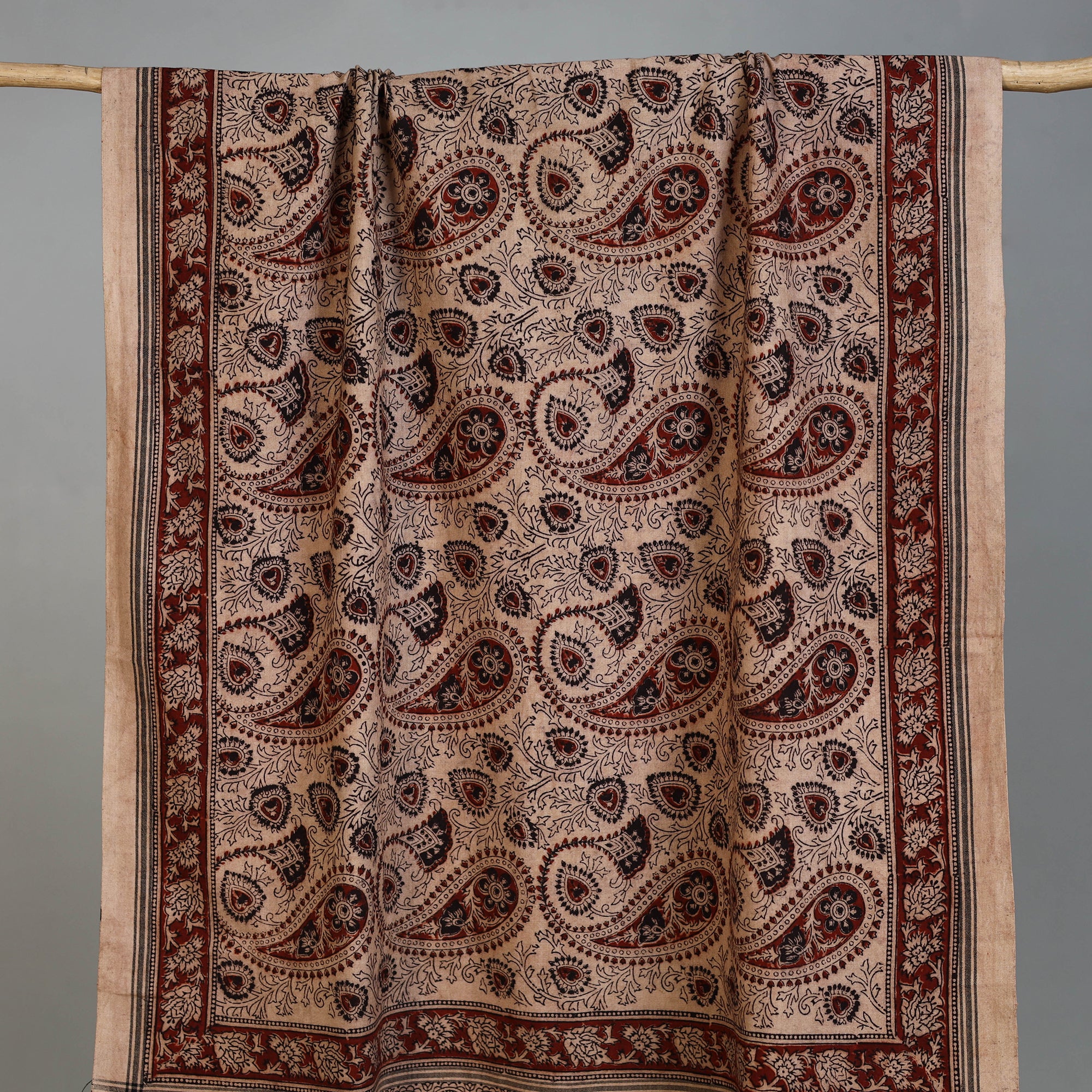 Handloom Cotton Natural Dyed Block Print Pedana Kalamkari Towel 53 - Image 2