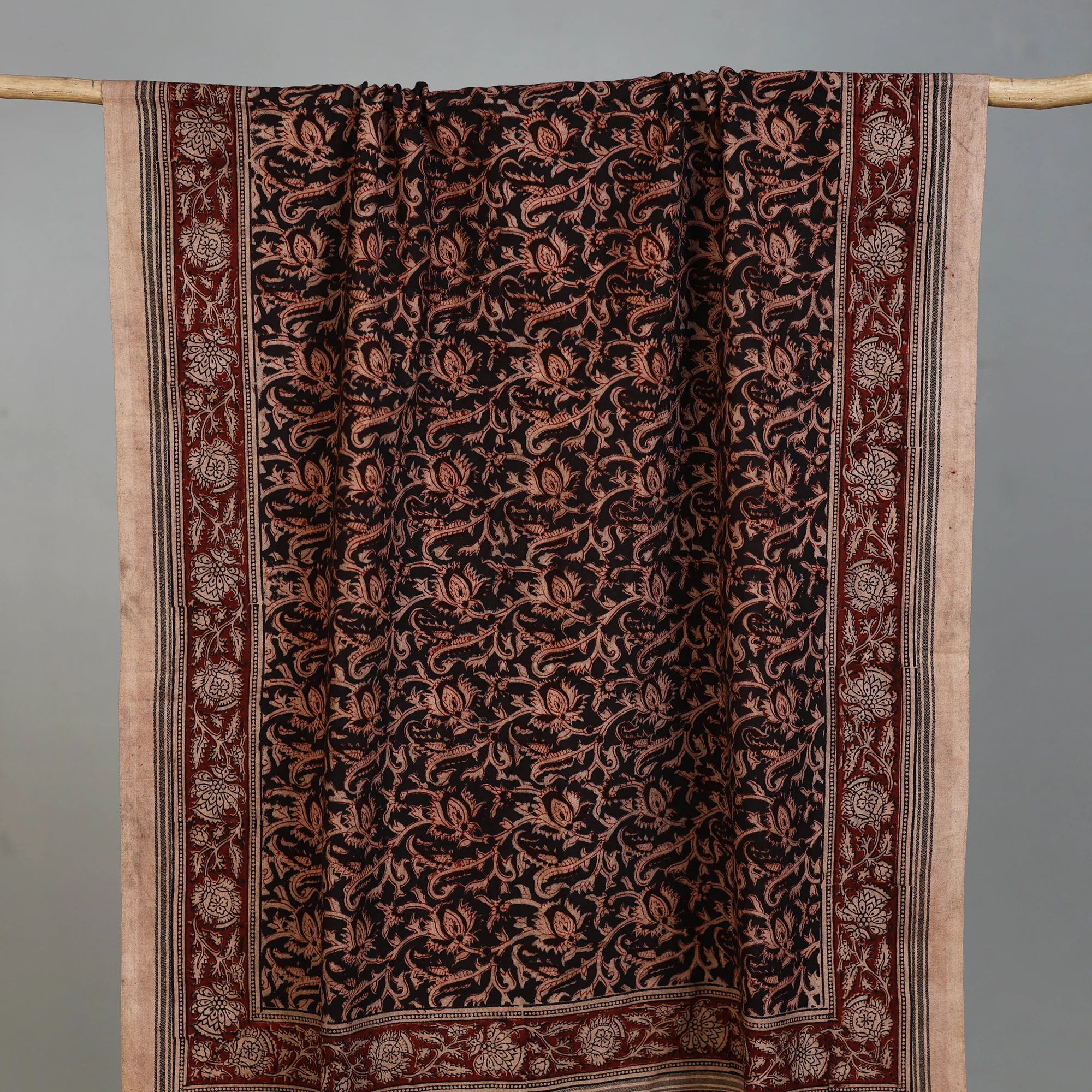 Handloom Cotton Natural Dyed Block Print Pedana Kalamkari Towel 54 - Image 2