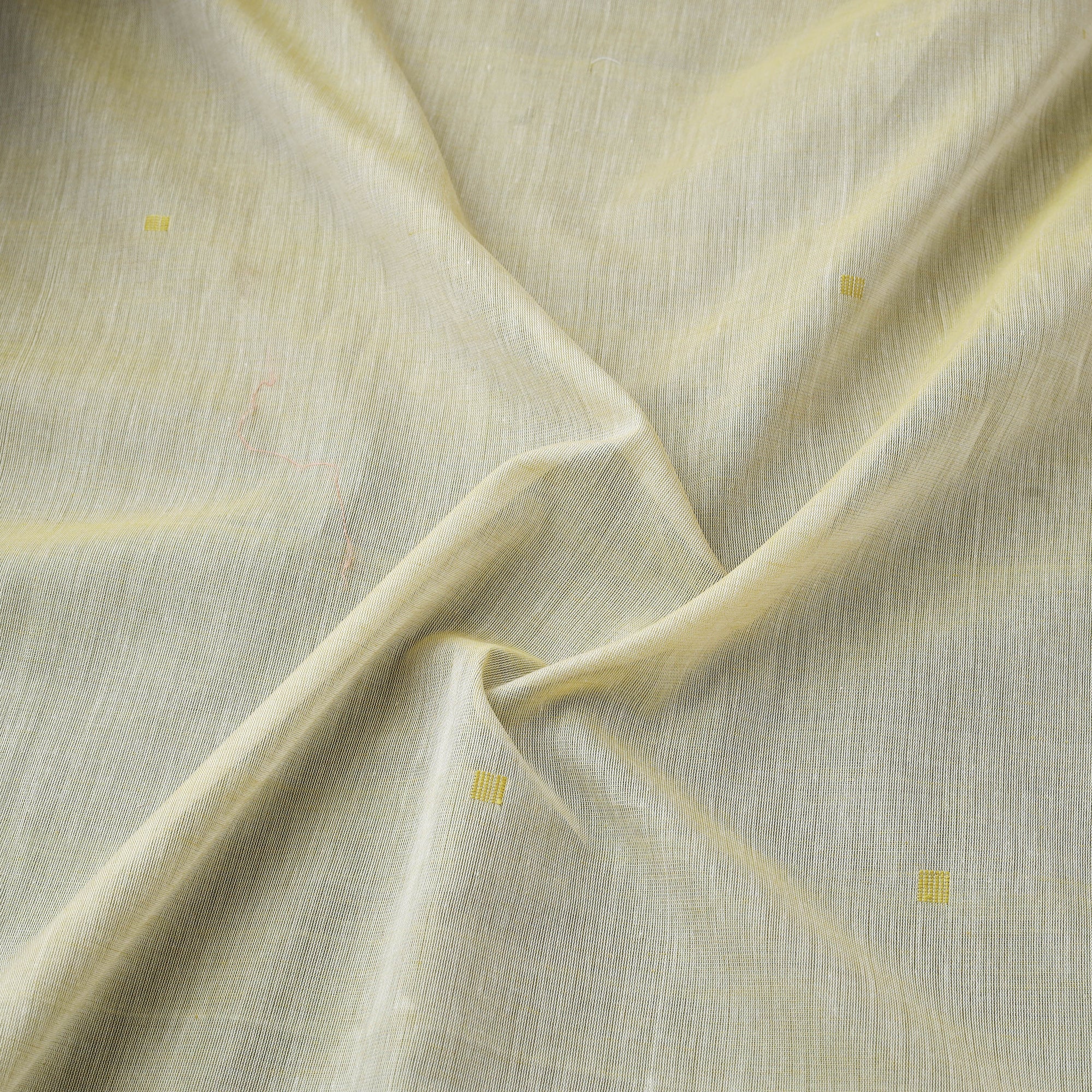 Yellow - Handloom Thread Buti Mercerised Cotton Chanderi Fabric 01 - Image 3