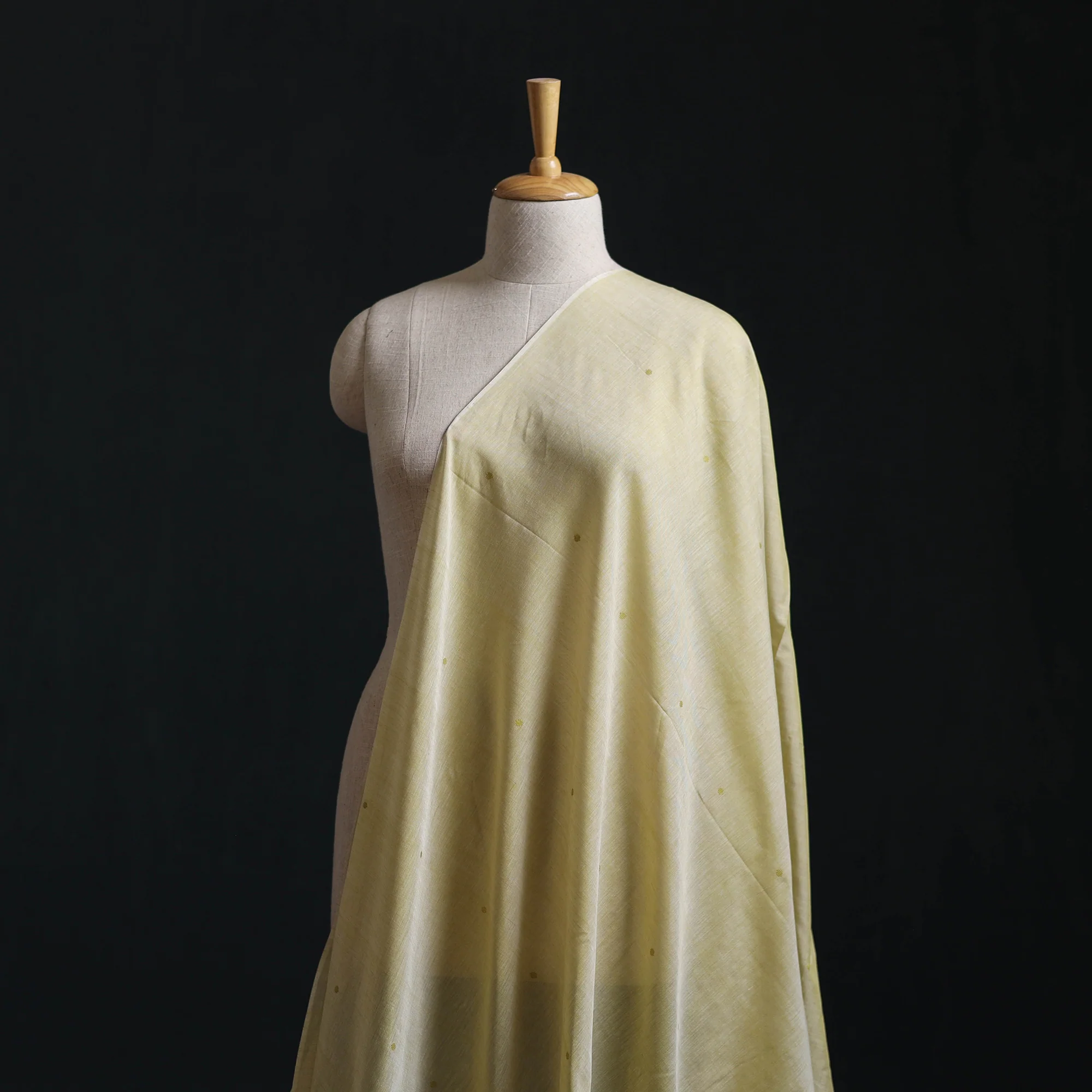Yellow - Handloom Thread Buti Mercerised Cotton Chanderi Fabric 02 - Image 2