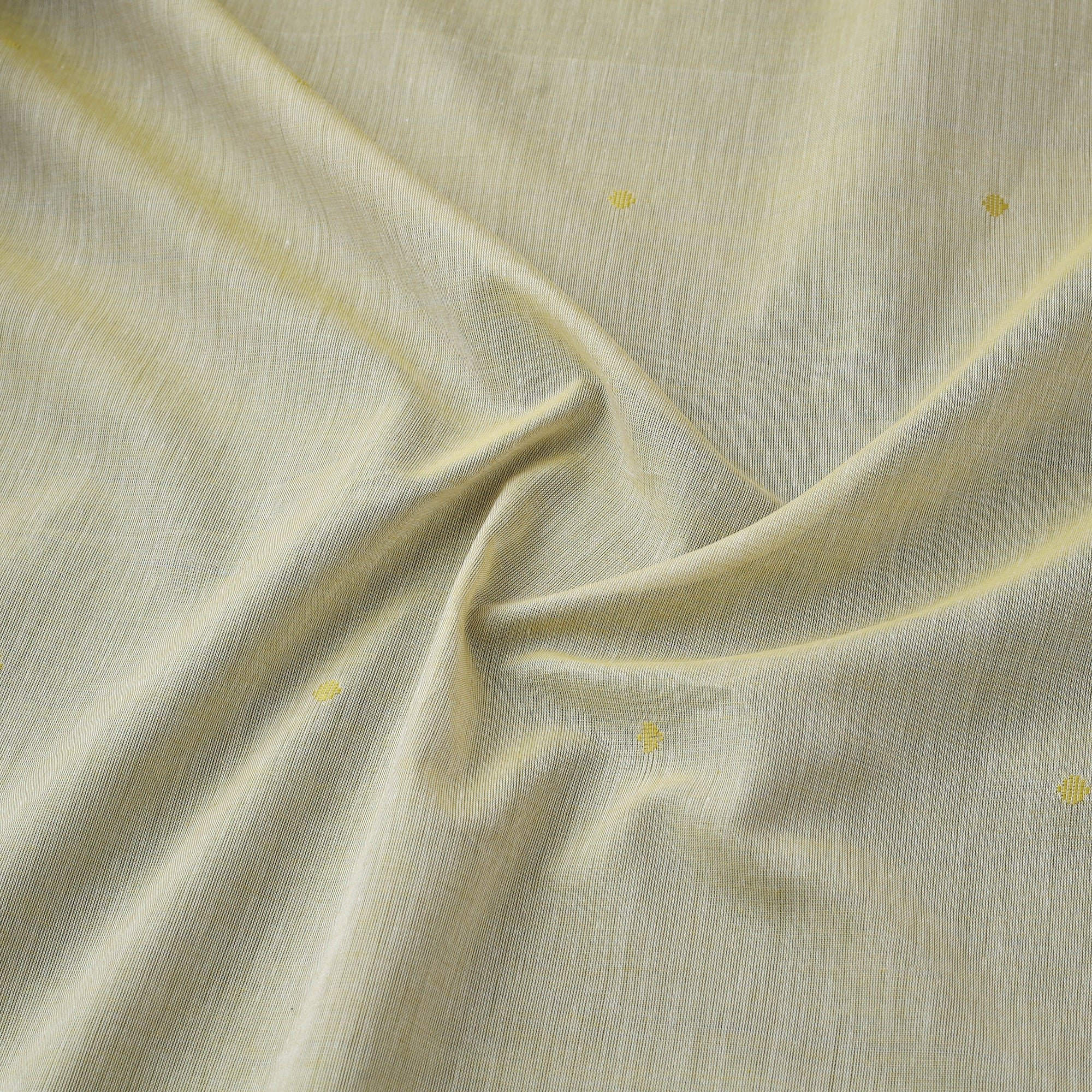 Yellow - Handloom Thread Buti Mercerised Cotton Chanderi Fabric 02 - Image 3