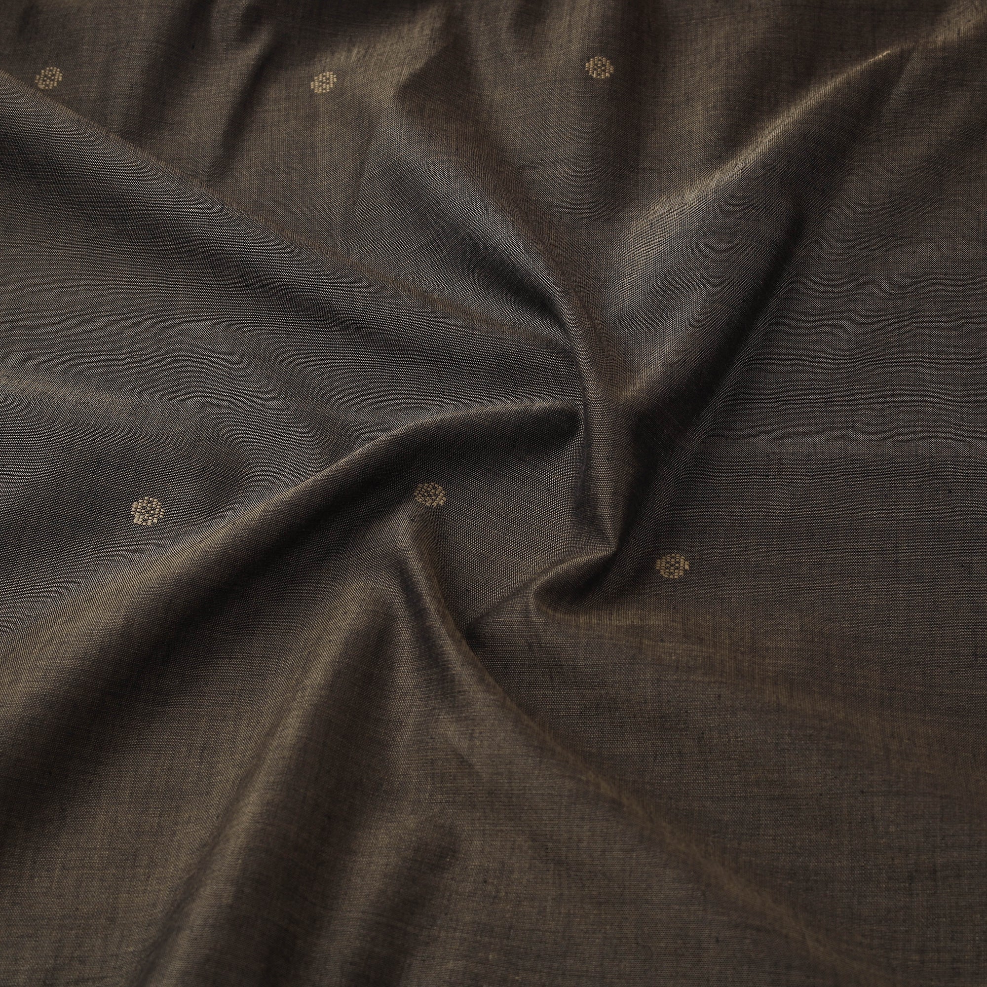 Brown - Handloom Thread Buti Mercerised Cotton Chanderi Fabric 05 - Image 3