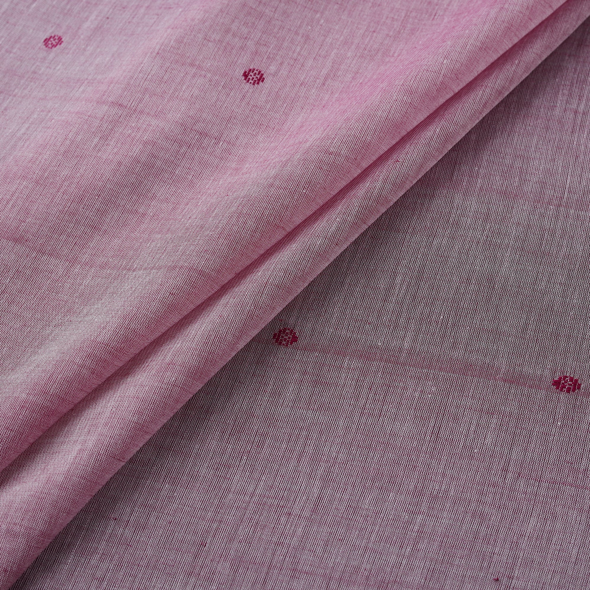 Pink - Handloom Thread Buti Mercerised Cotton Chanderi Fabric 06
