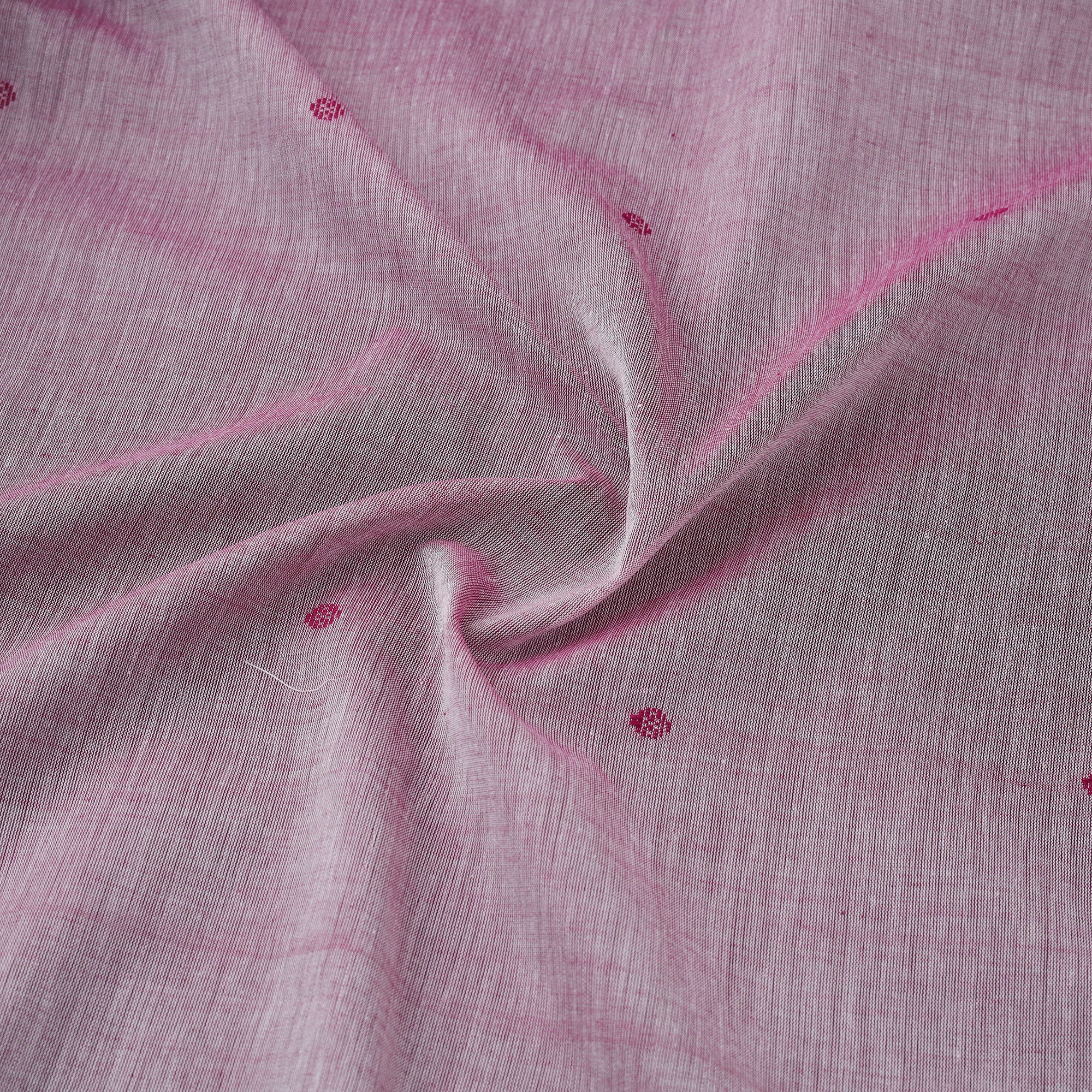 Pink - Handloom Thread Buti Mercerised Cotton Chanderi Fabric 06 - Image 3