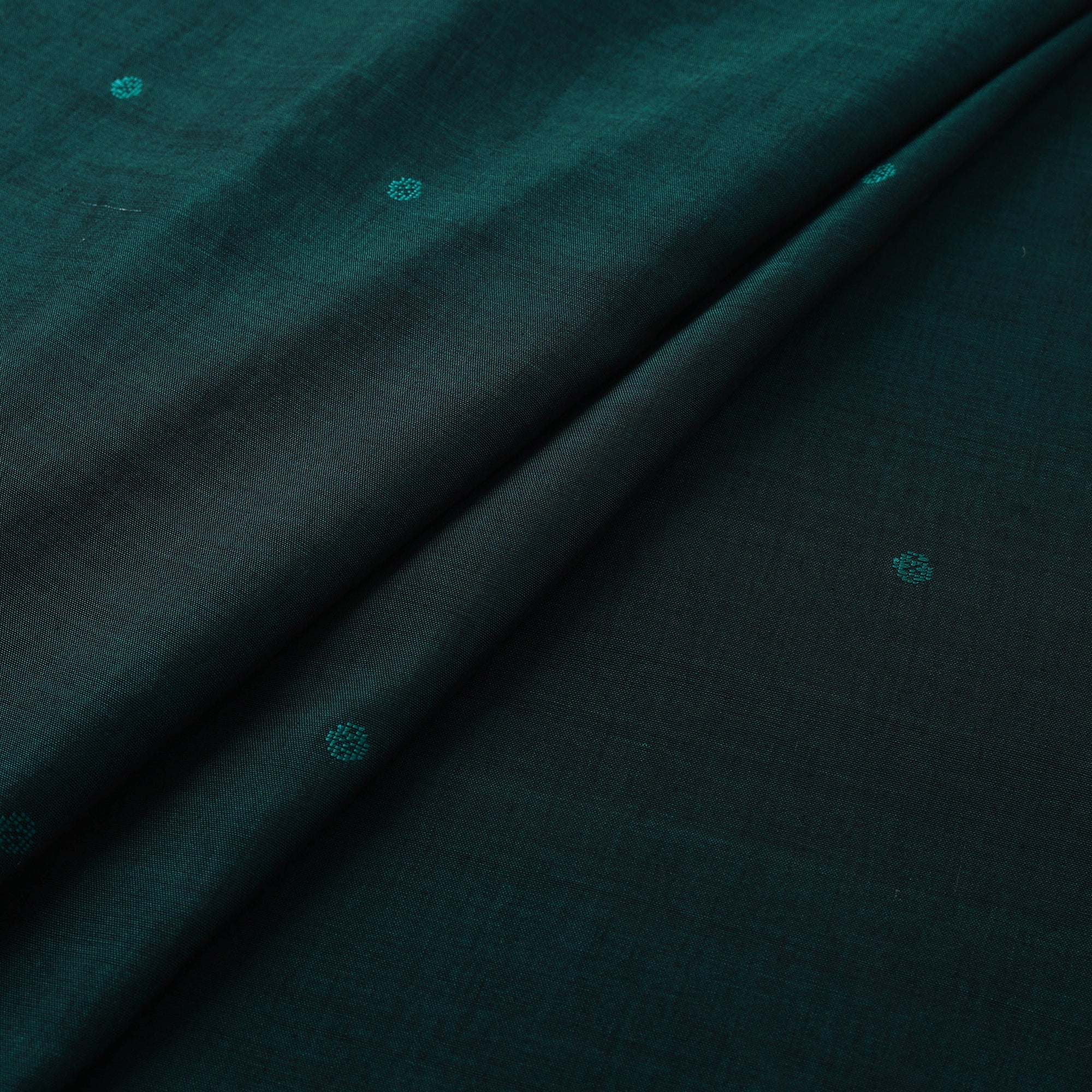 Green - Handloom Thread Buti Mercerised Cotton Chanderi Fabric 07