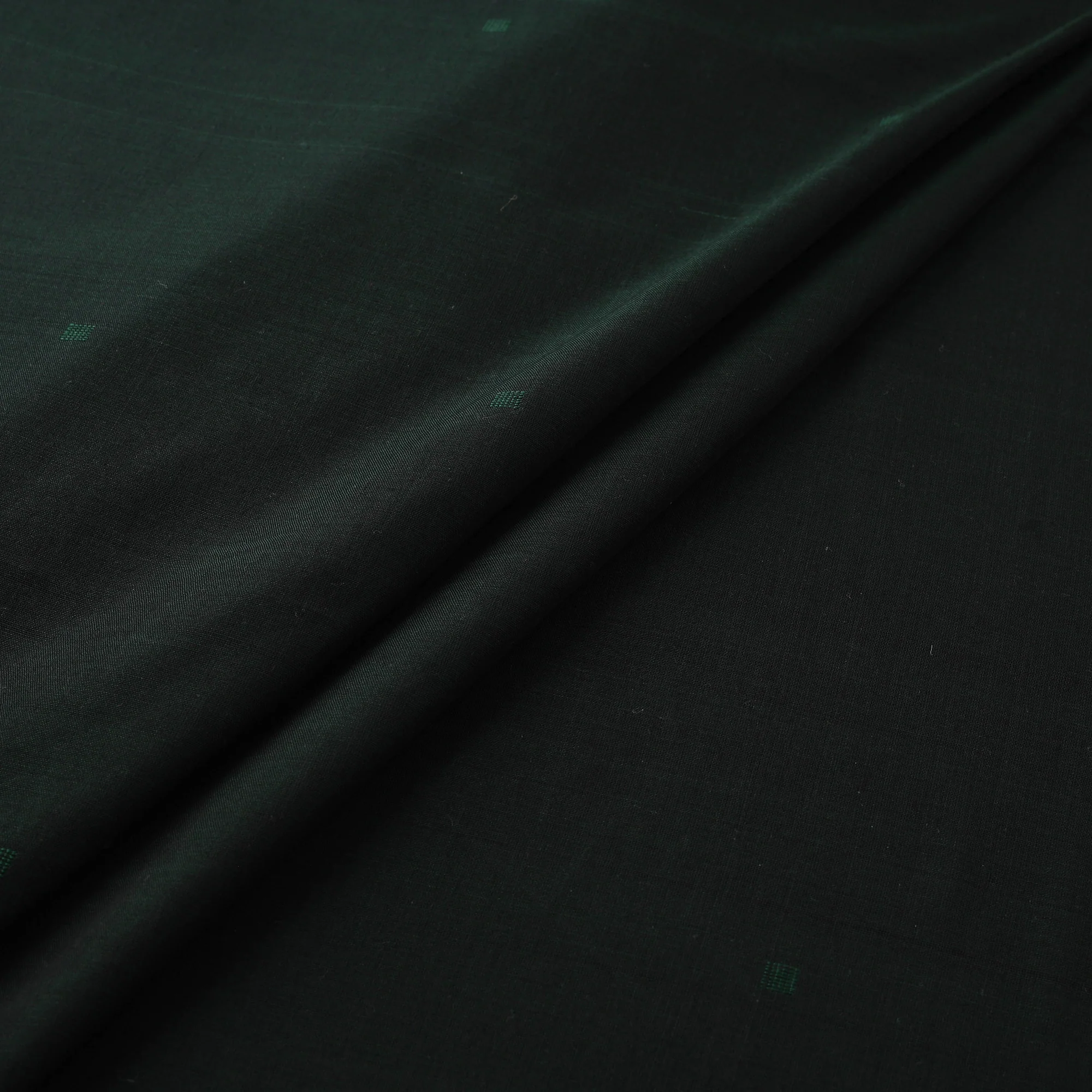 Green - Handloom Thread Buti Mercerised Cotton Chanderi Fabric 08