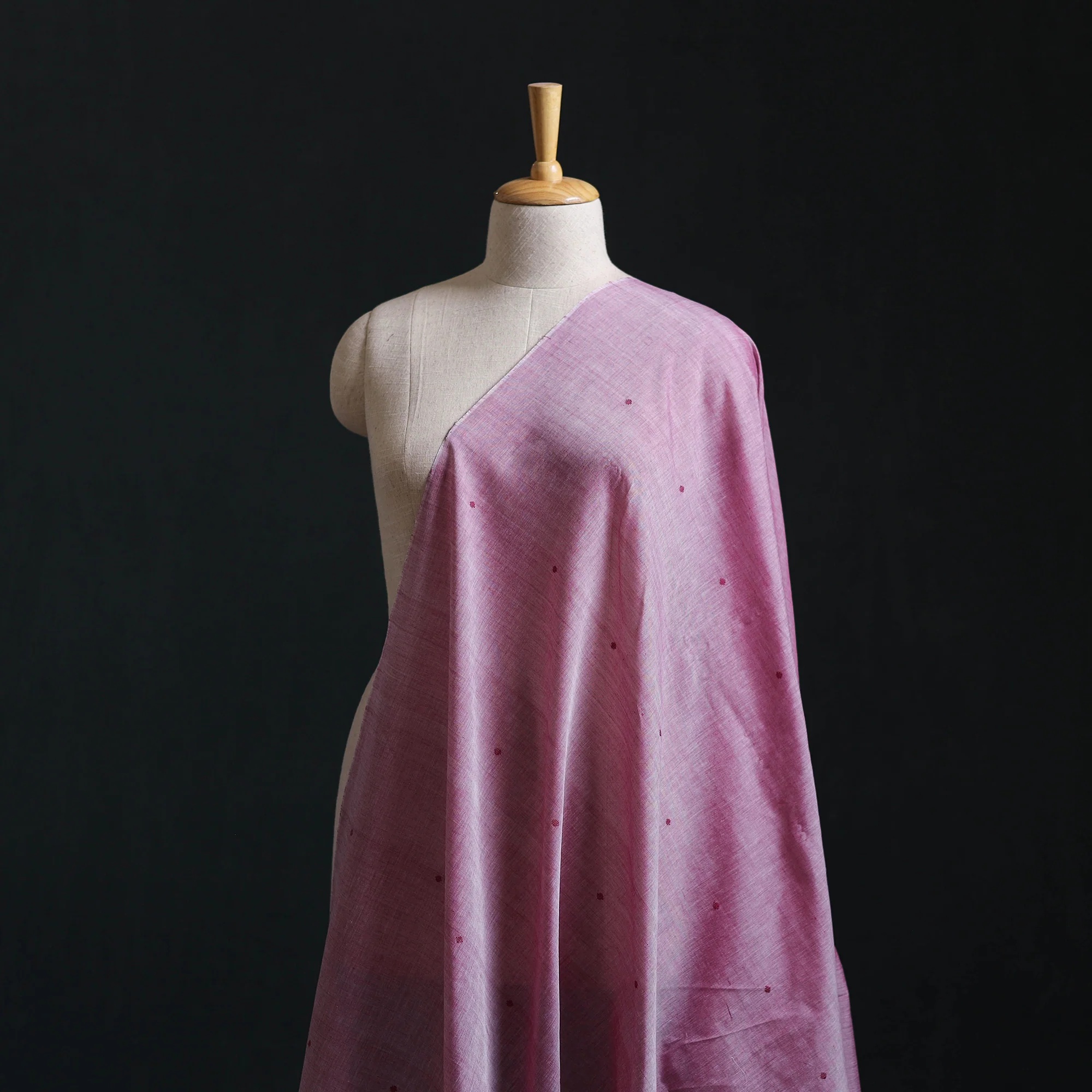 Pink - Handloom Thread Buti Mercerised Cotton Chanderi Fabric 09 - Image 2