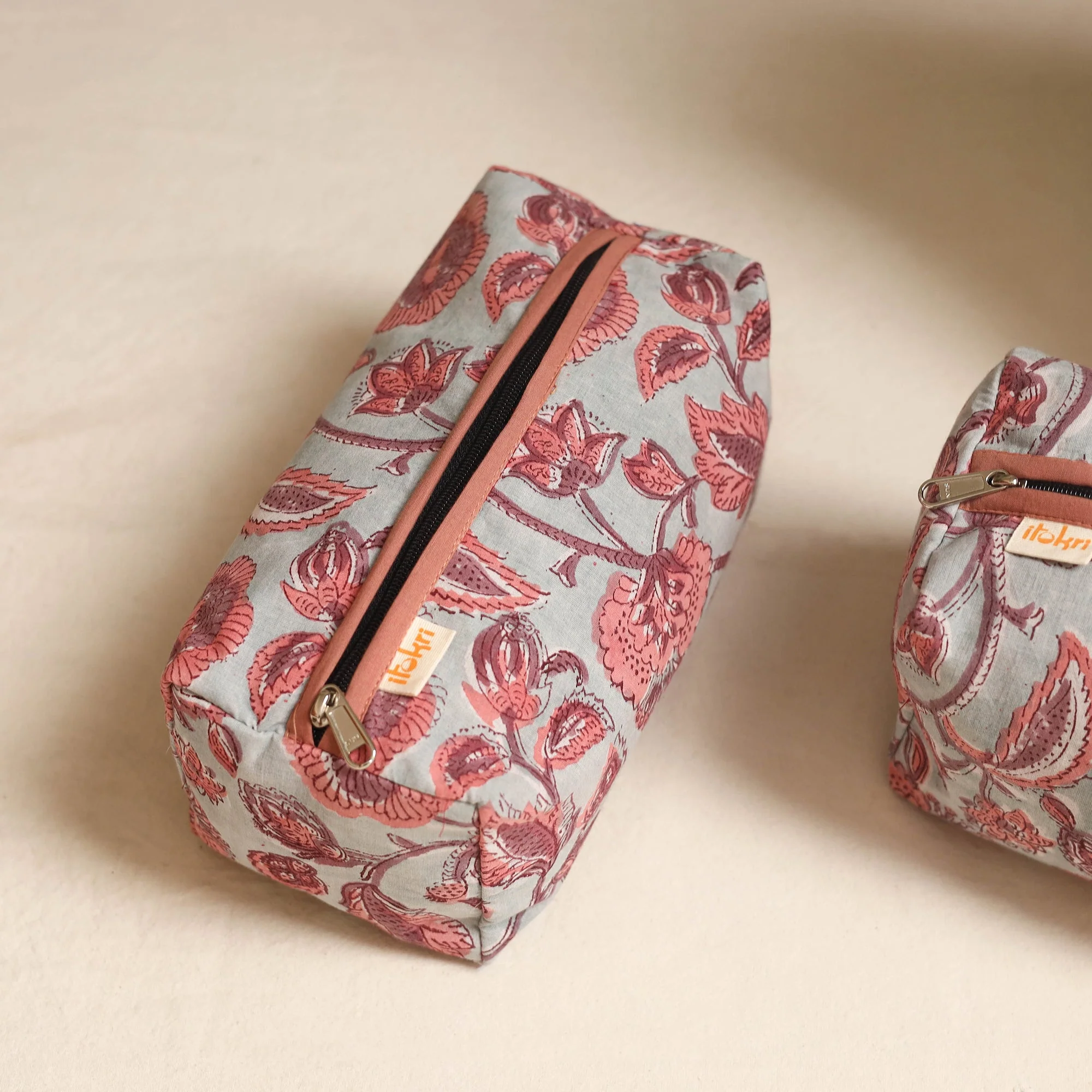 Pink - Handmade Cotton Toiletry Bags (Set of 3) 15 - Image 3