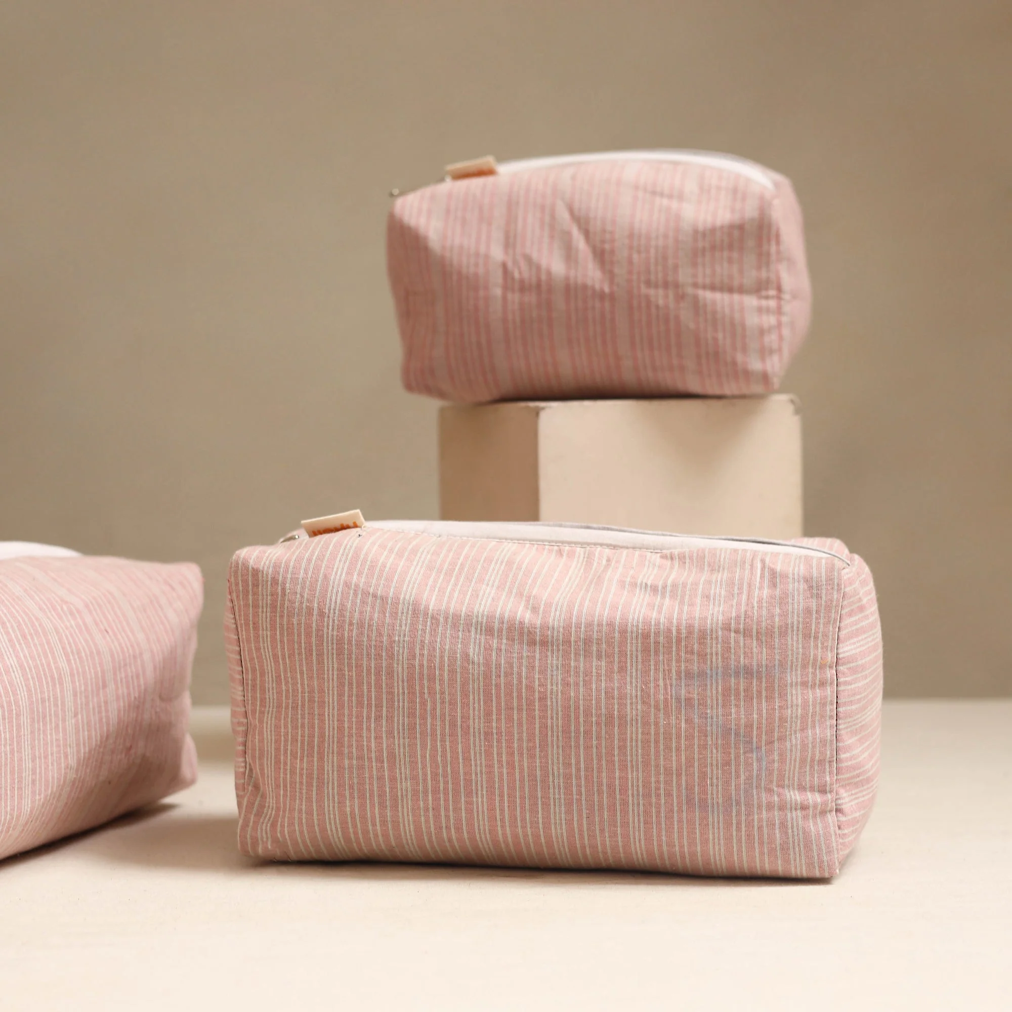 Beige - Handmade Cotton Toiletry Bags (Set of 3) 17 - Image 2