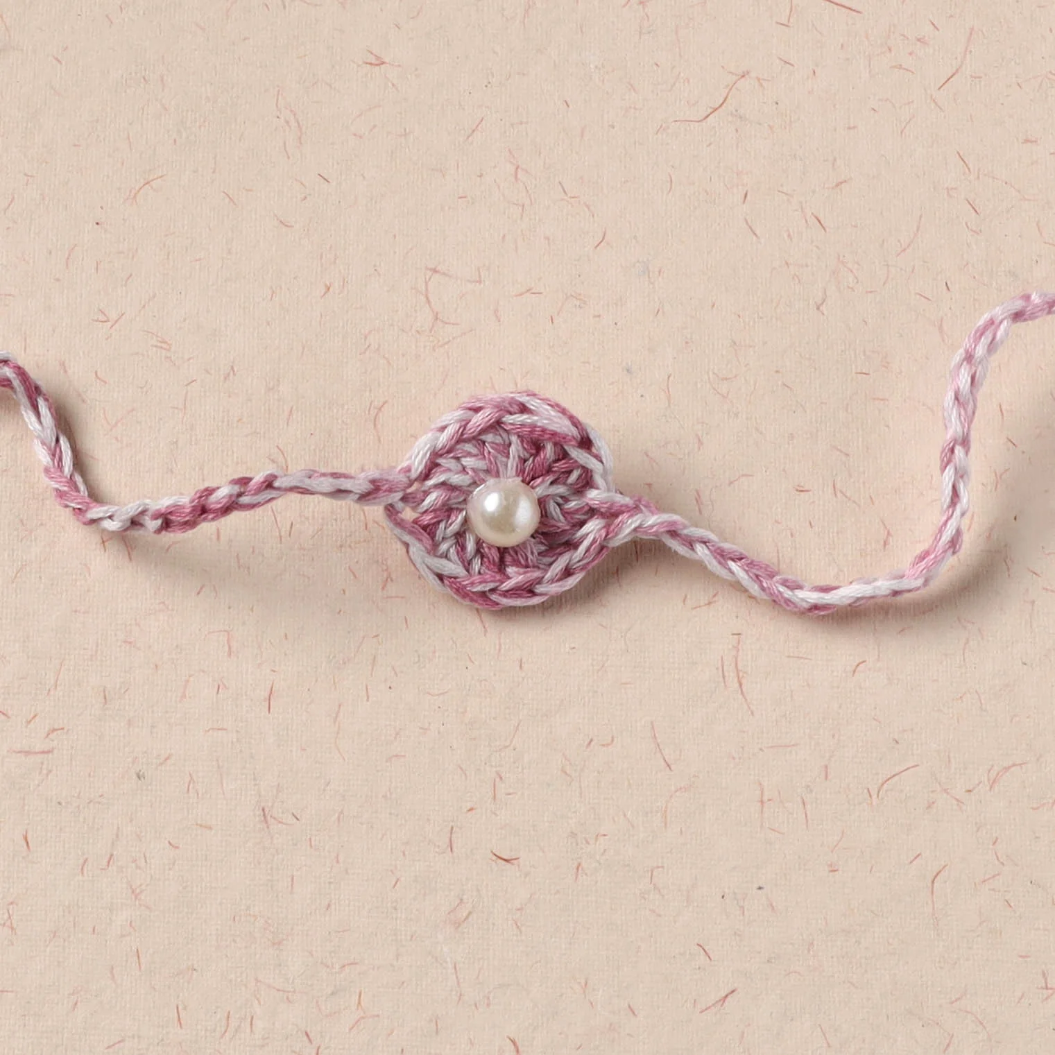 Handmade Crochet Pearl Work Rakhi 09 - Image 2