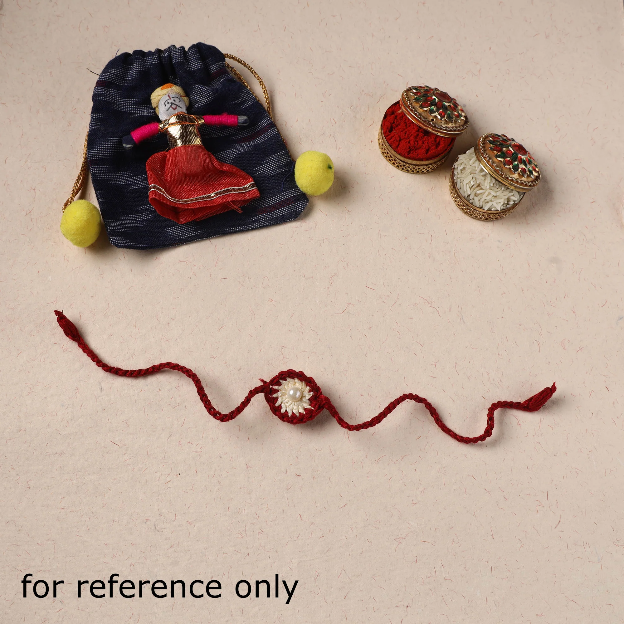 Handmade Crochet Pearl Work Rakhi 09 - Image 3
