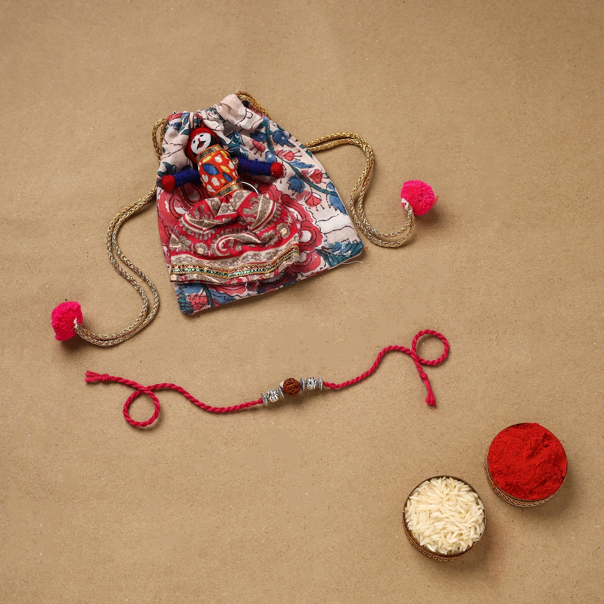 Handmade German Silver Rudraksh Work Rakhi 41