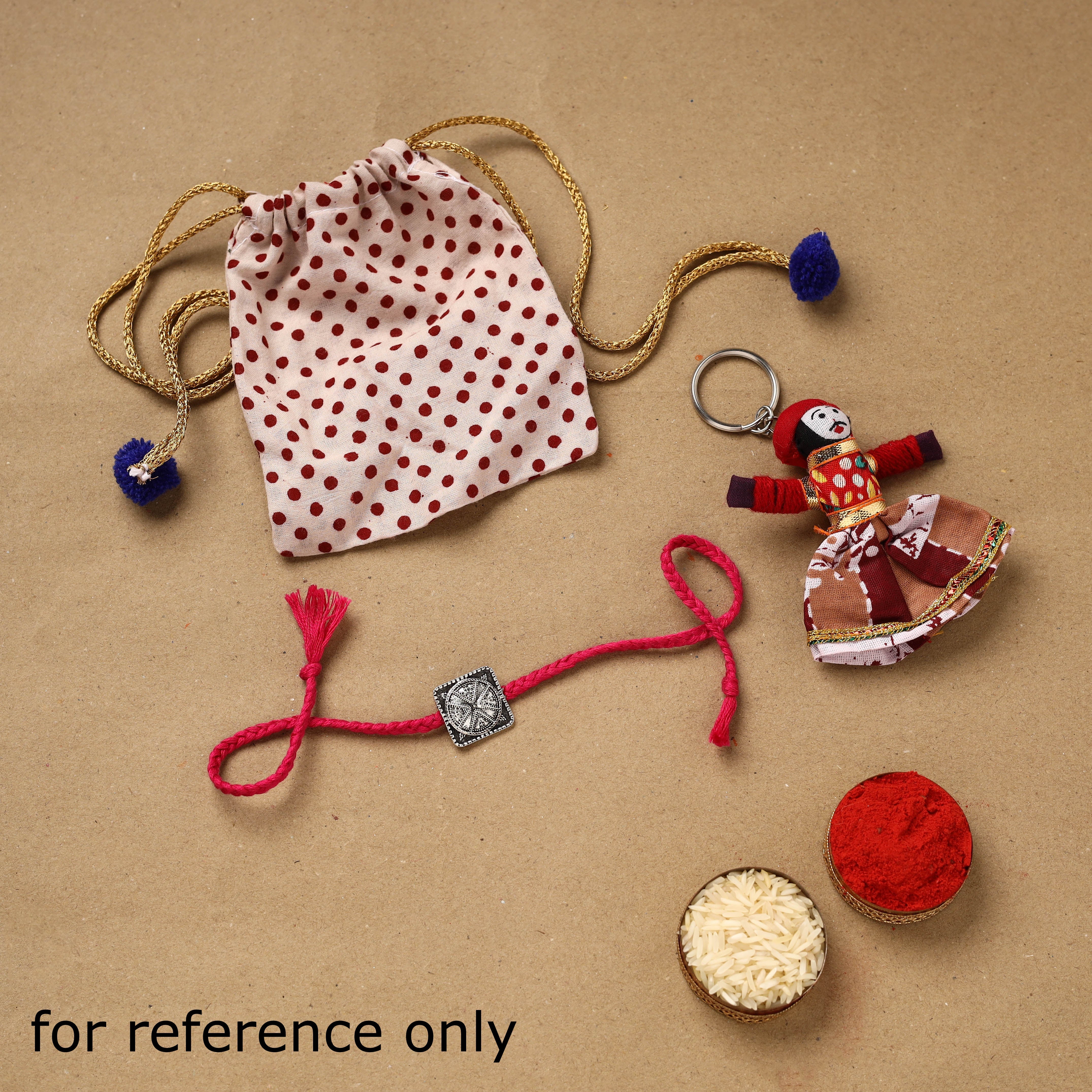 Handmade German Silver Rudraksh Work Rakhi 41 - Image 3