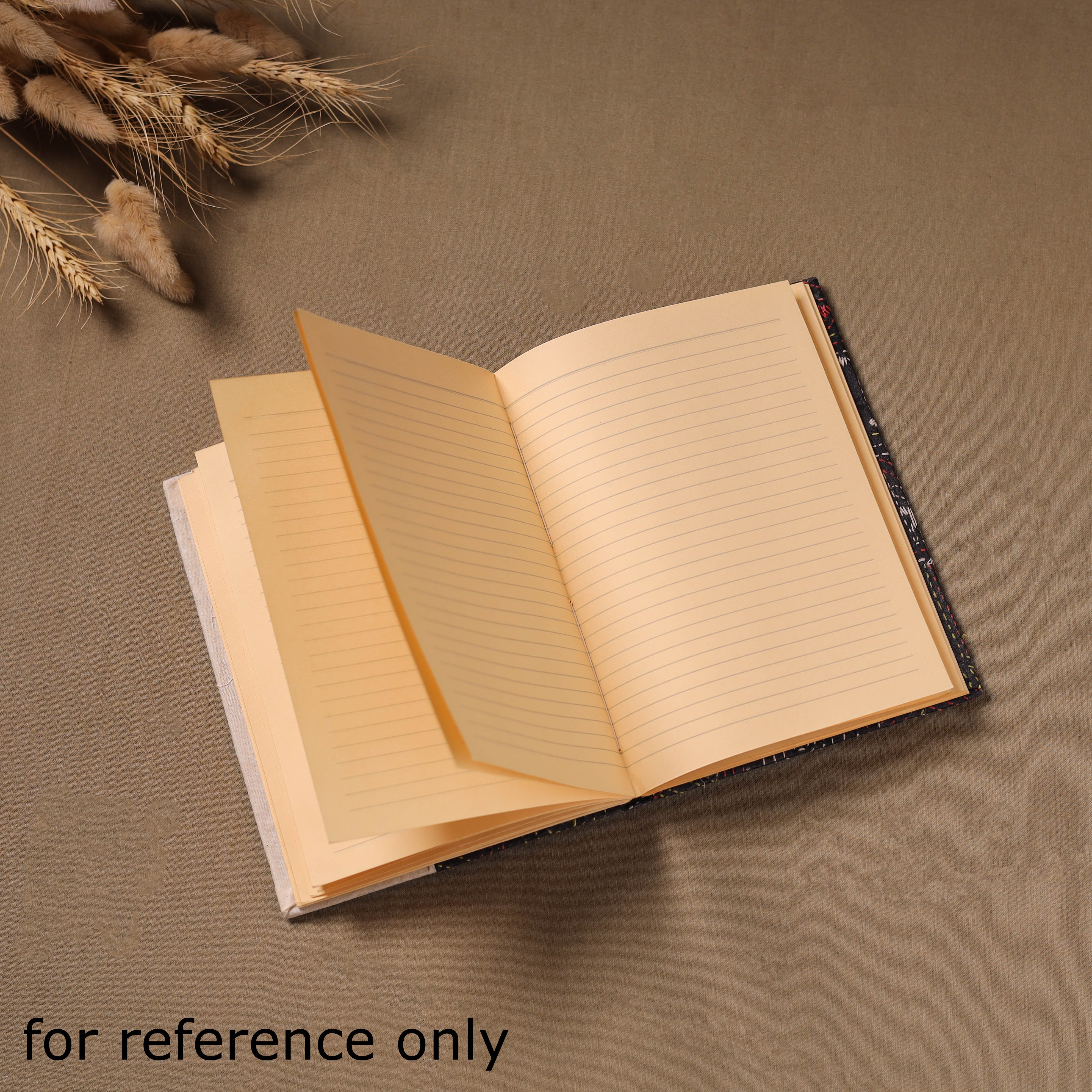 Handmade Paper Notebook with Eco Leaf Print Kantha Work 01 - Image 4