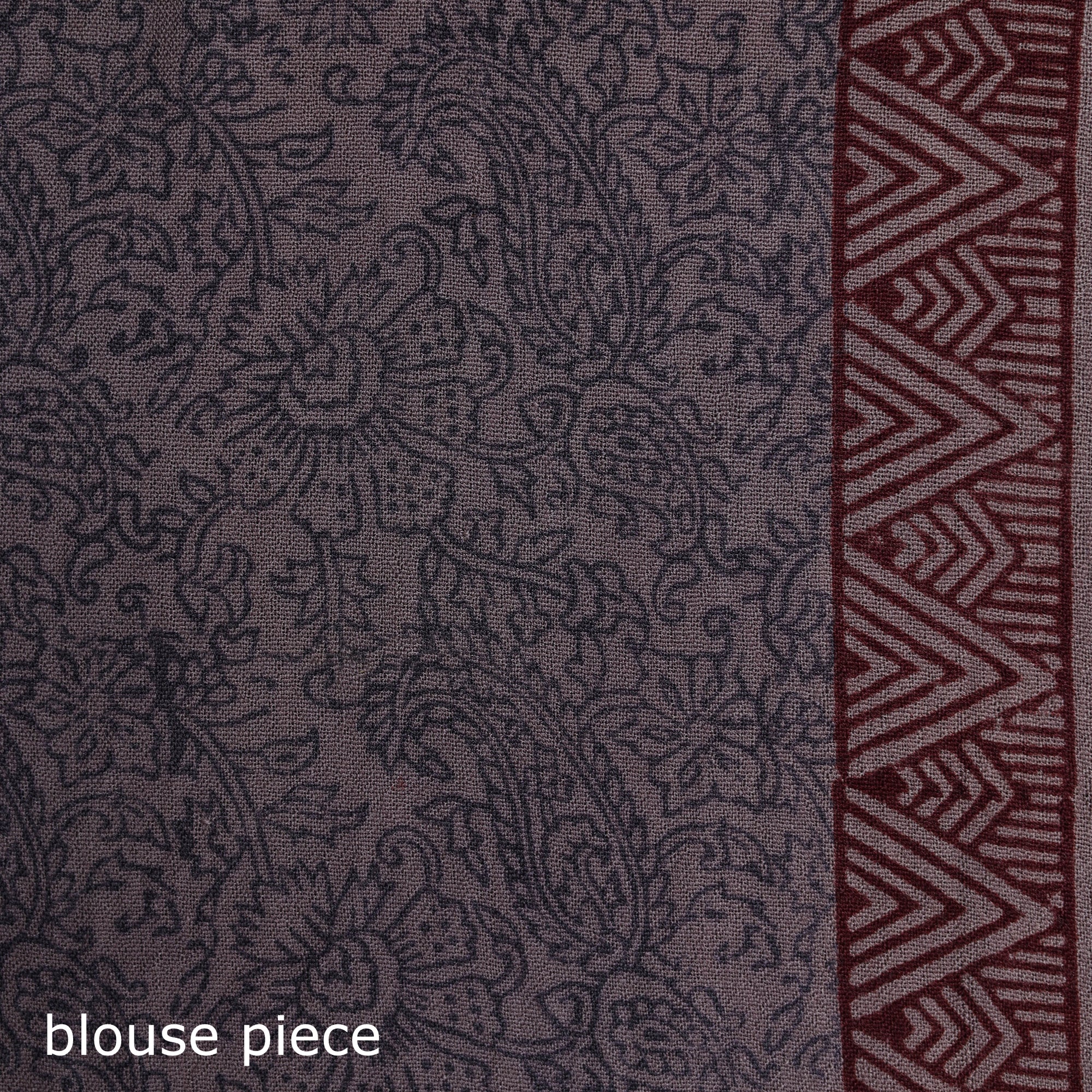 Handwoven Merino Wool Natural Dyed Hand Block Bagh Print Saree 02 - Image 5