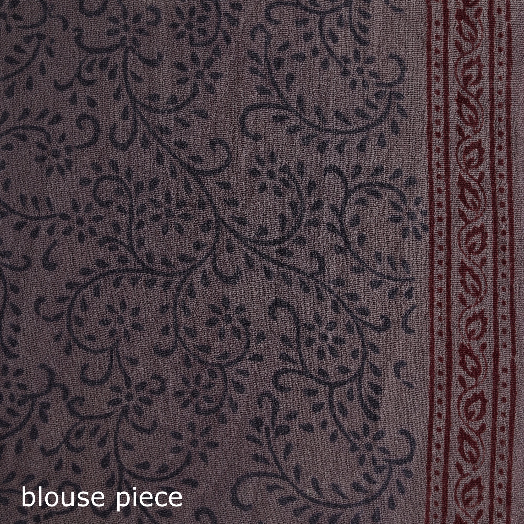 Handwoven Merino Wool Natural Dyed Hand Block Bagh Print Saree 04 - Image 5