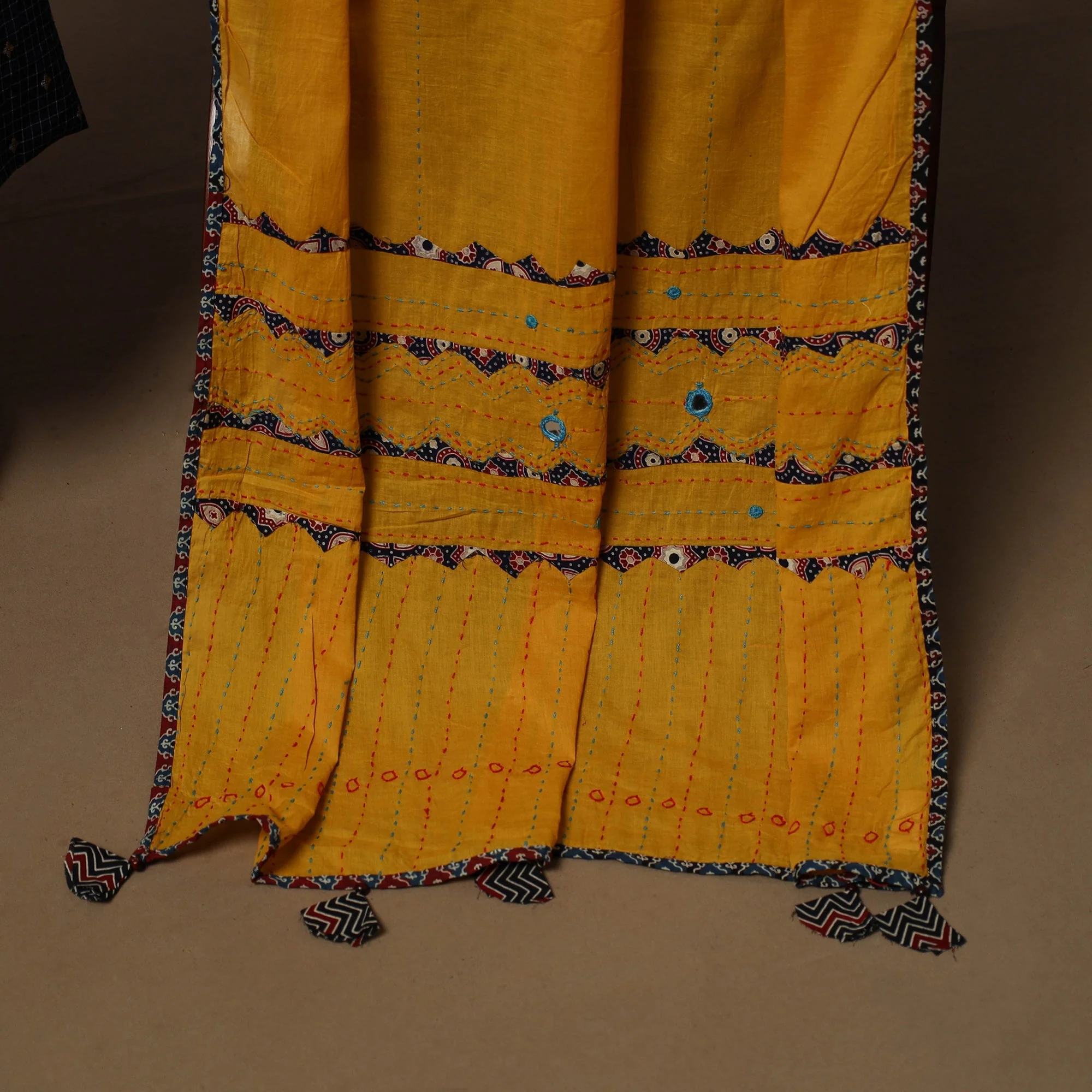 Blue - Jacquard Weave Cotton 2pc Unstitched Dress Material with Jewellery Set 11 - Image 4