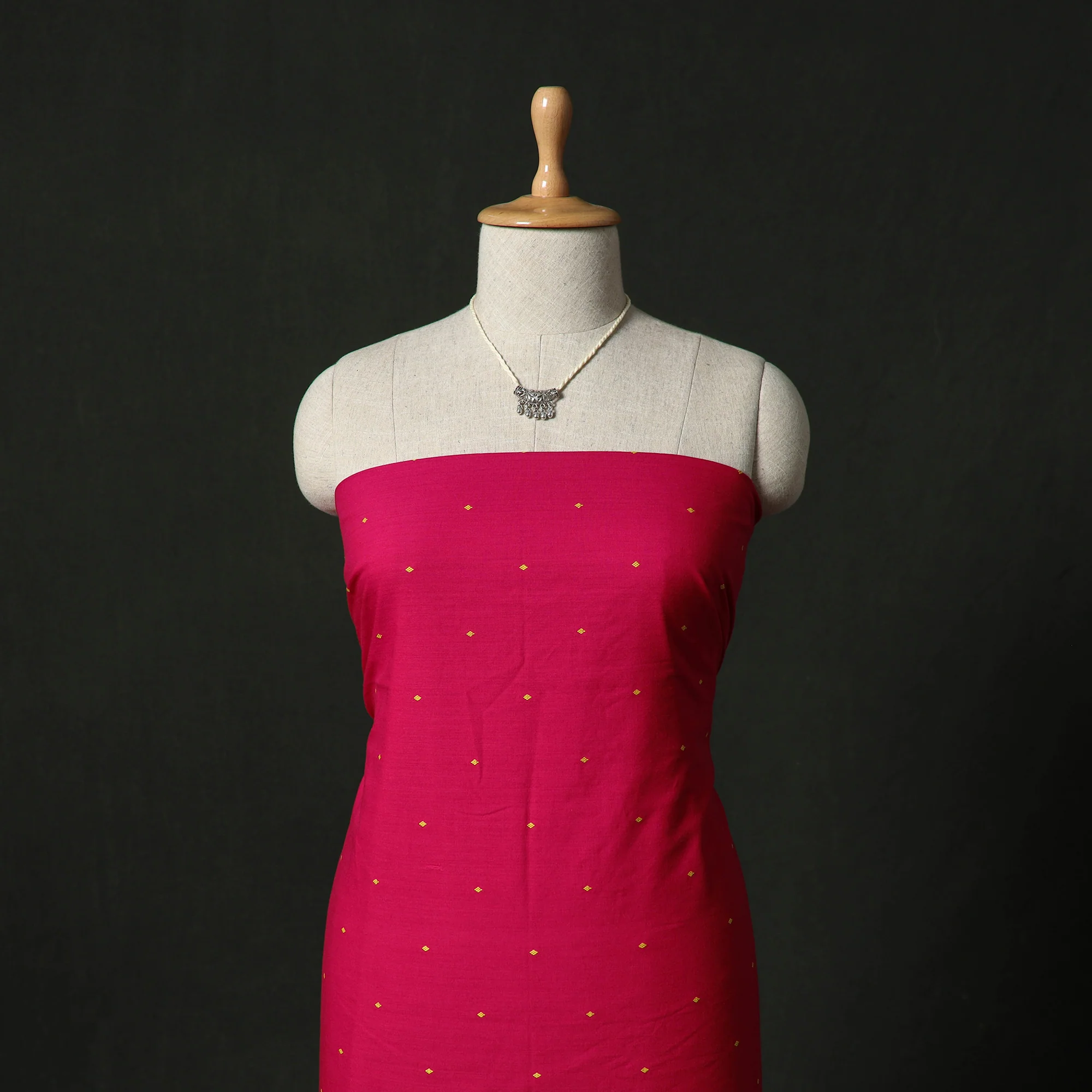 Jacquard Woven 2pc Cotton Unstitched Dress Material Kurta Set with Jewellery 06 - Image 2