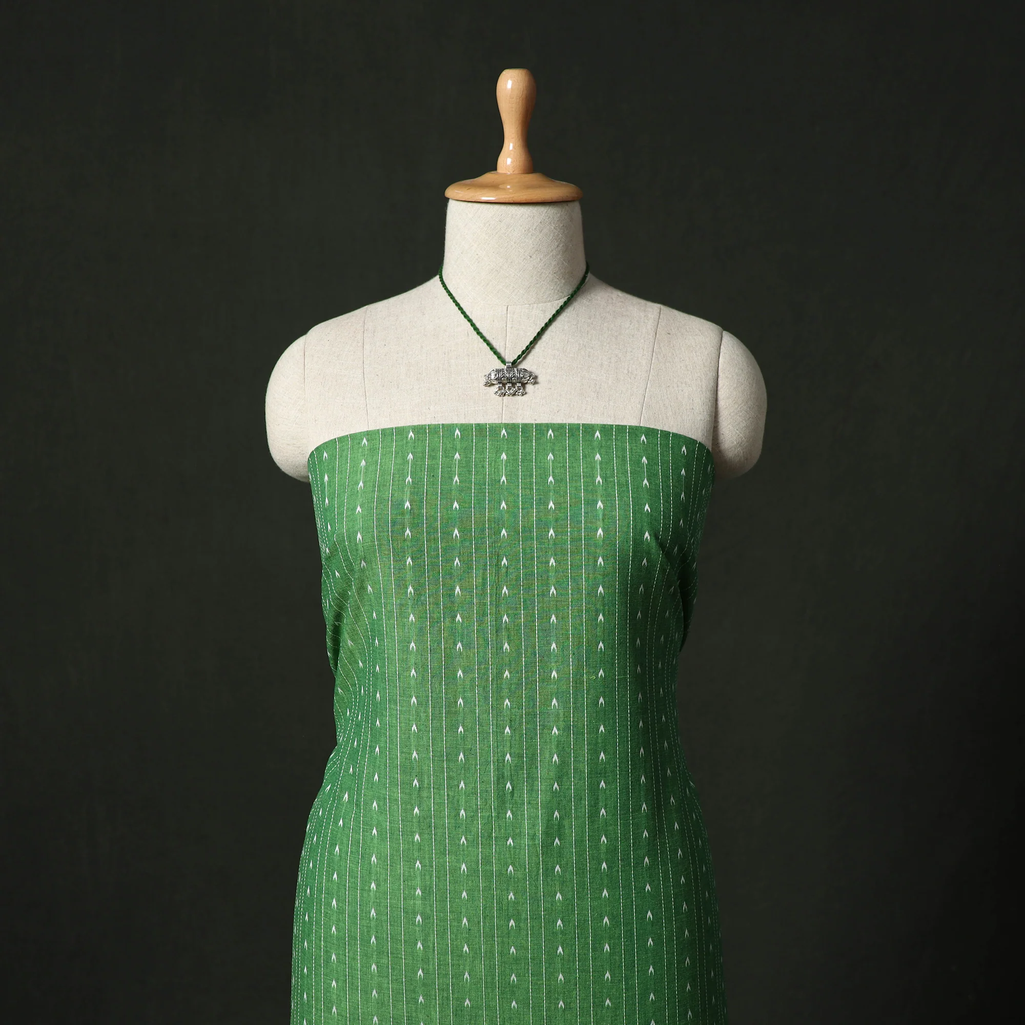 Jacquard Woven 2pc Cotton Unstitched Dress Material Kurta Set with Jewellery 07 - Image 2