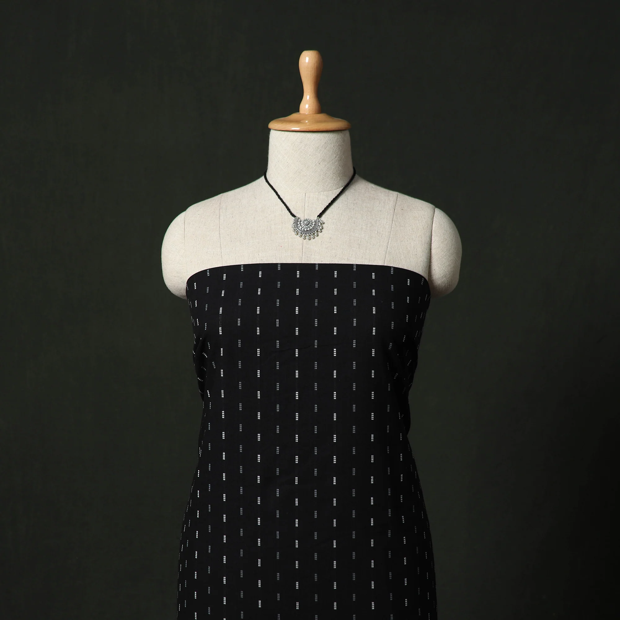 Jacquard Woven 2pc Cotton Unstitched Dress Material Kurta Set with Jewellery 08 - Image 2