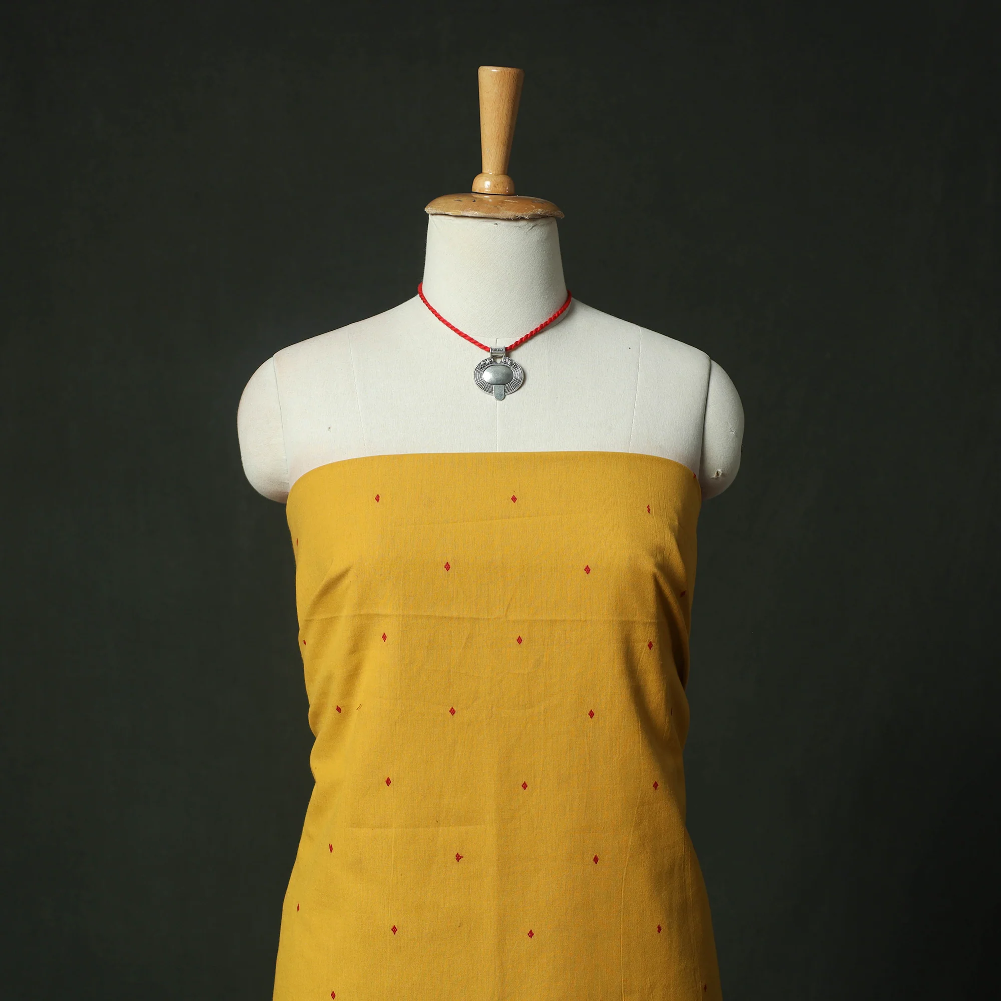 Jacquard Woven 2pc Cotton Unstitched Dress Material Kurta Set with Jewellery 10 - Image 2