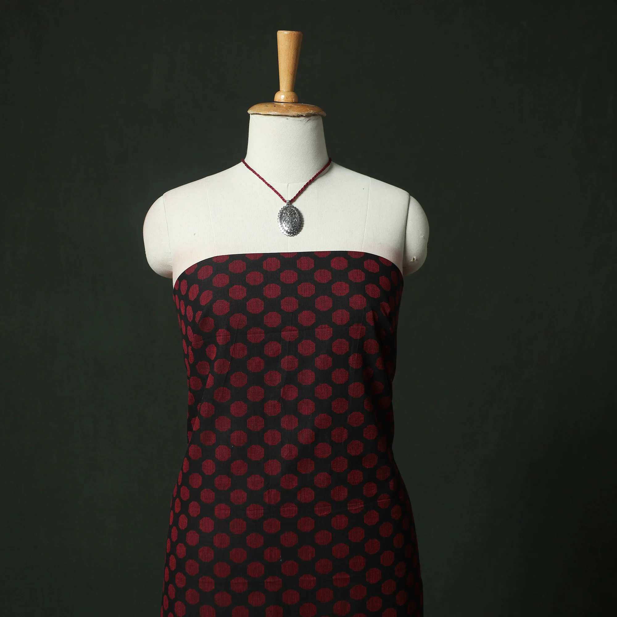 Jacquard Woven 2pc Cotton Unstitched Dress Material Kurta Set with Jewellery 12 - Image 2