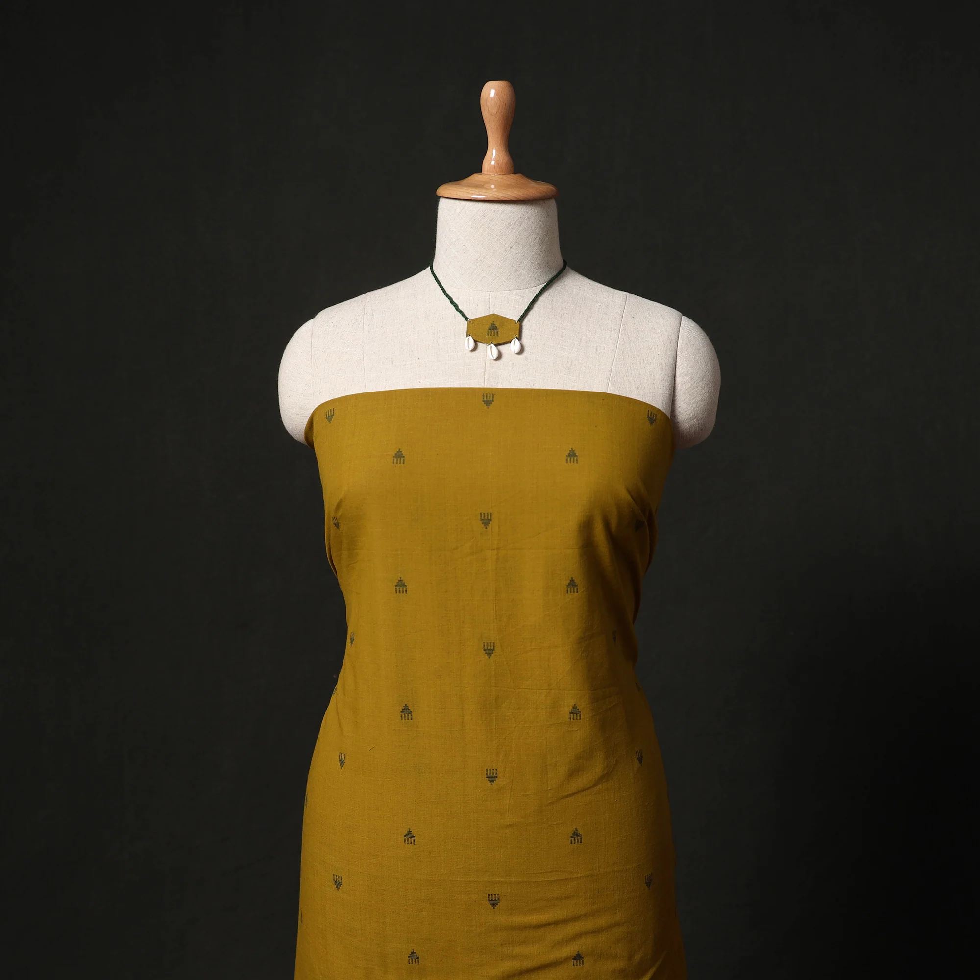 Jacquard Woven 2pc Cotton Unstitched Dress Material Kurta Set with Jewellery 14 - Image 2