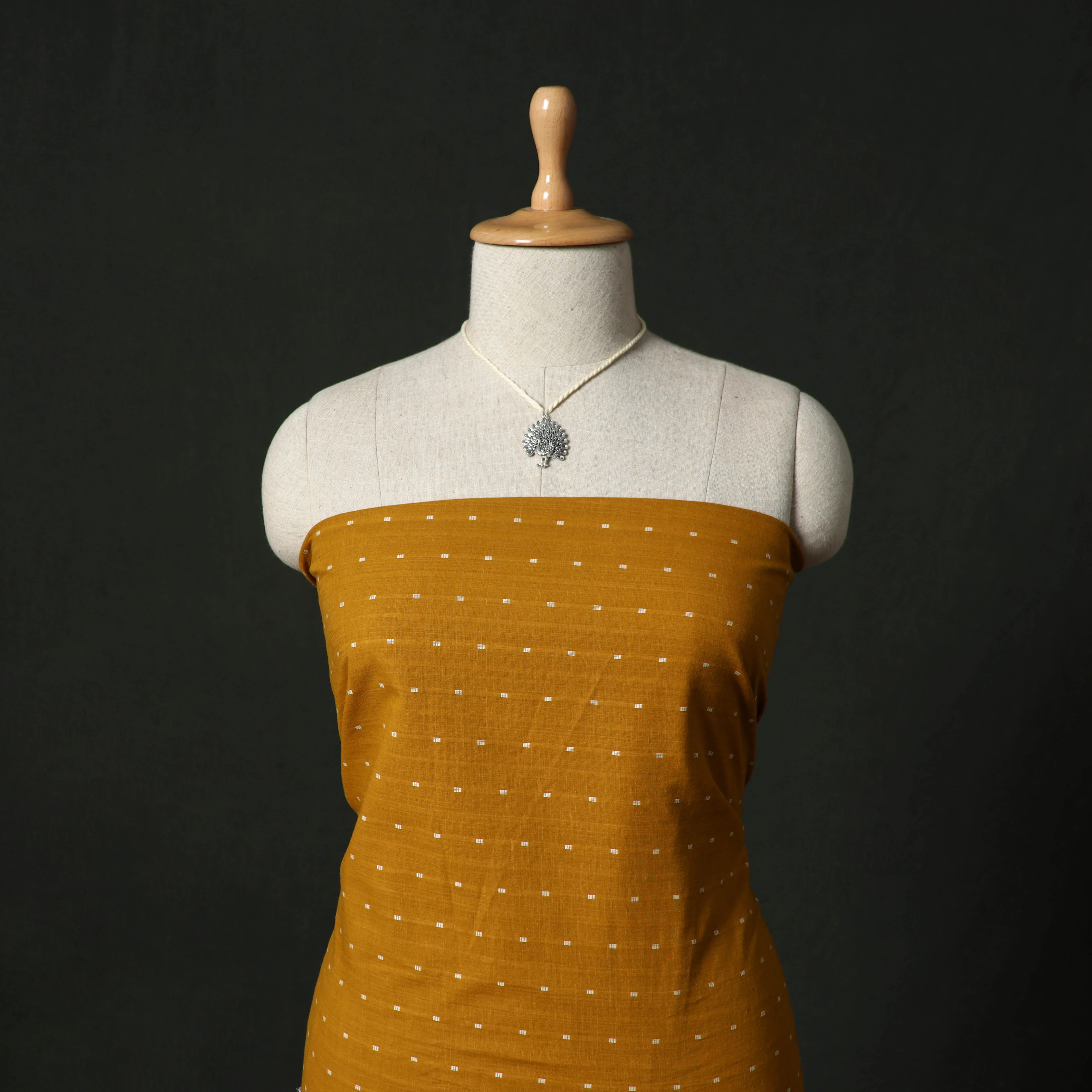 Jacquard Woven 2pc Cotton Unstitched Dress Material Kurta Set with Jewellery 14 - Image 2