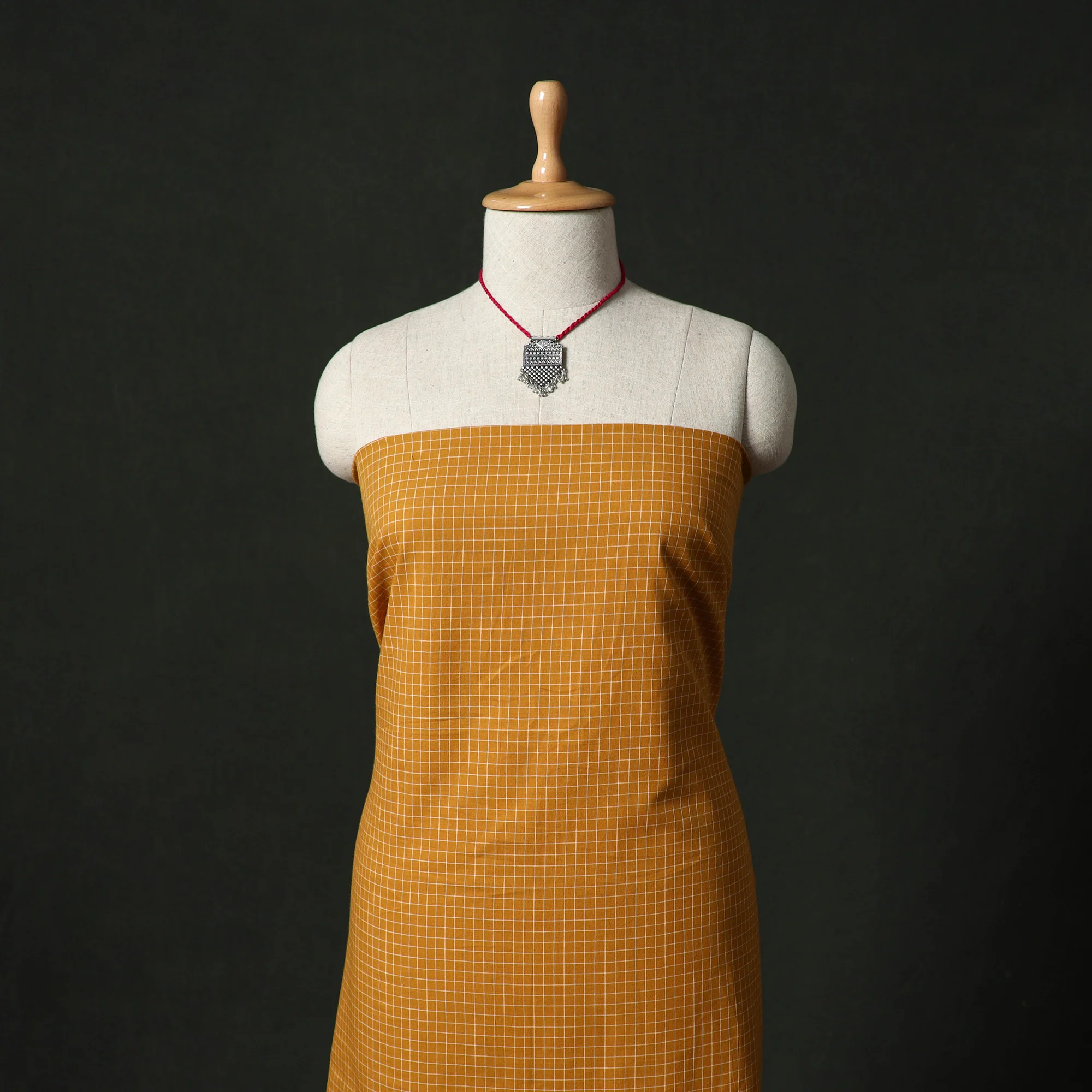Jacquard Woven 2pc Cotton Unstitched Dress Material Kurta Set with Jewellery 15 - Image 2