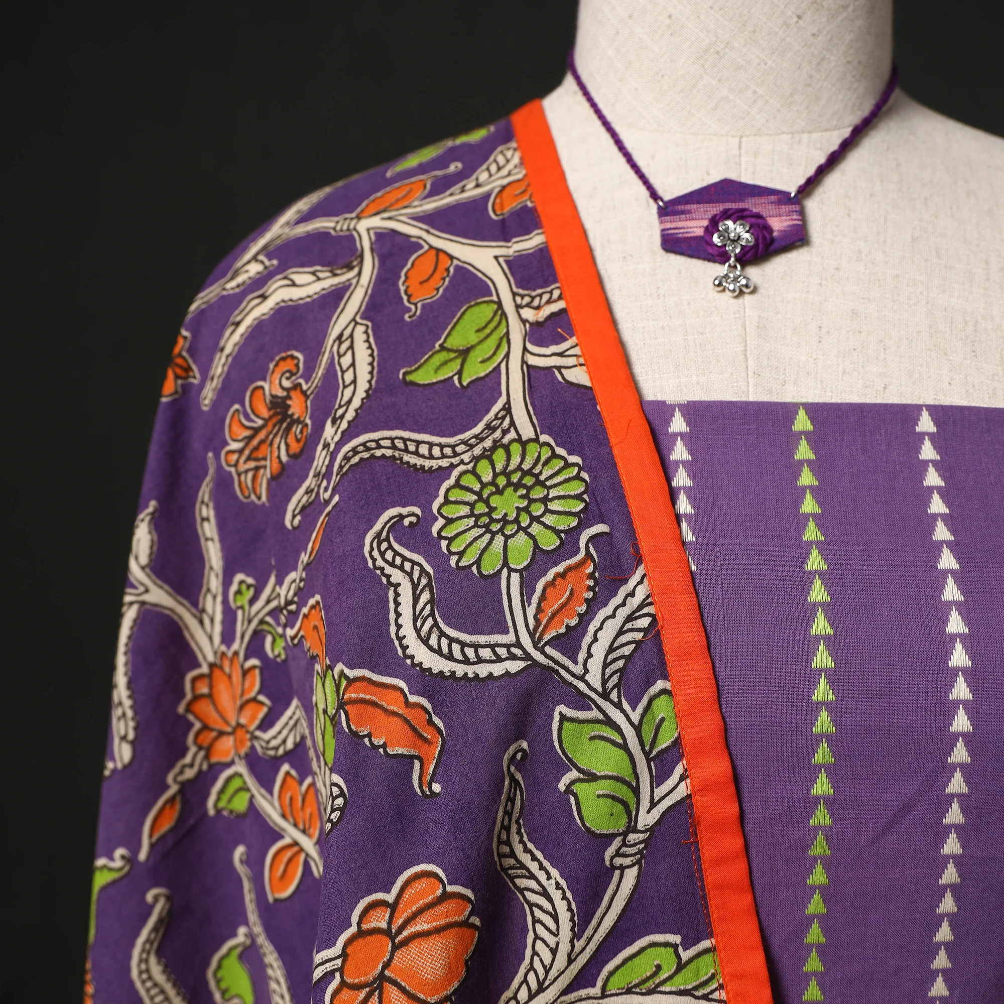 Jacquard Woven 2pc Cotton Unstitched Dress Material Kurta Set with Jewellery 16 - Image 3