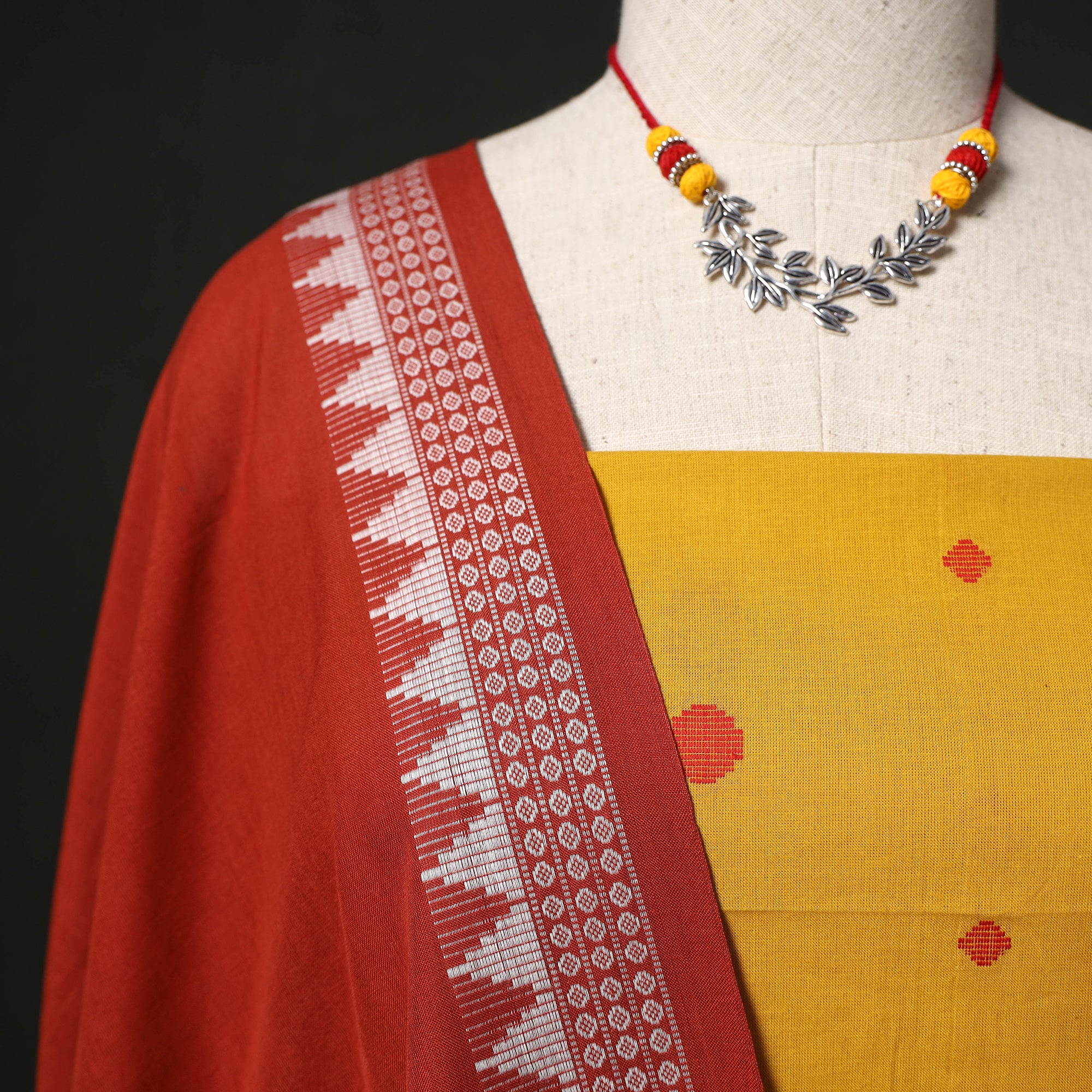 Jacquard Woven 2pc Cotton Unstitched Dress Material Kurta Set with Jewellery 21 - Image 3