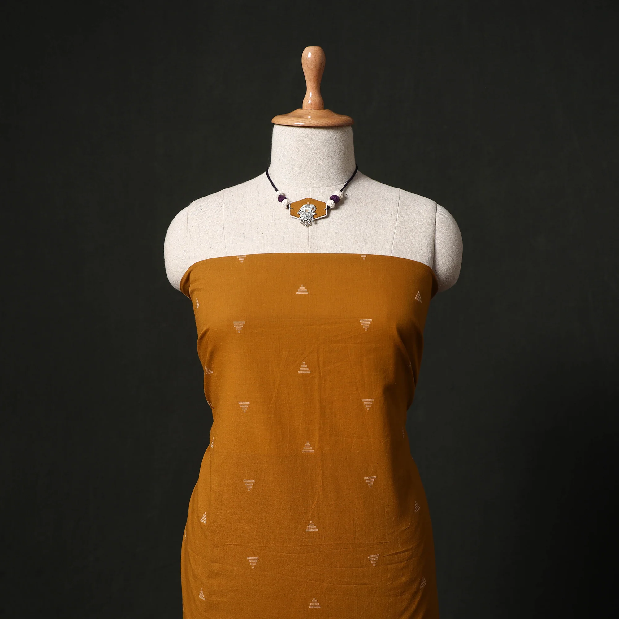 Jacquard Woven 2pc Cotton Unstitched Dress Material Kurta Set with Jewellery 30 - Image 2