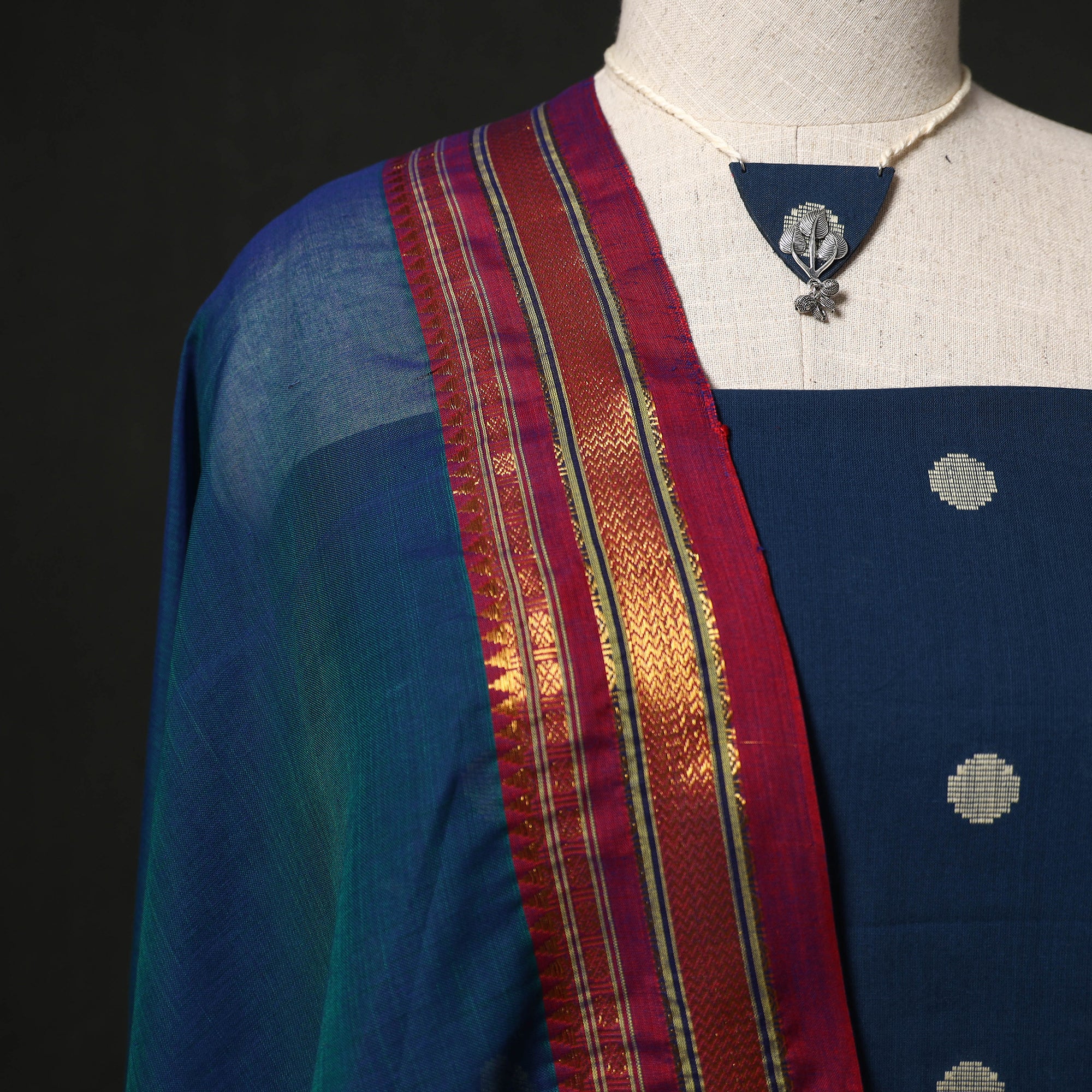 Jacquard Woven 2pc Cotton Unstitched Dress Material Kurta Set with Jewellery 31 - Image 3