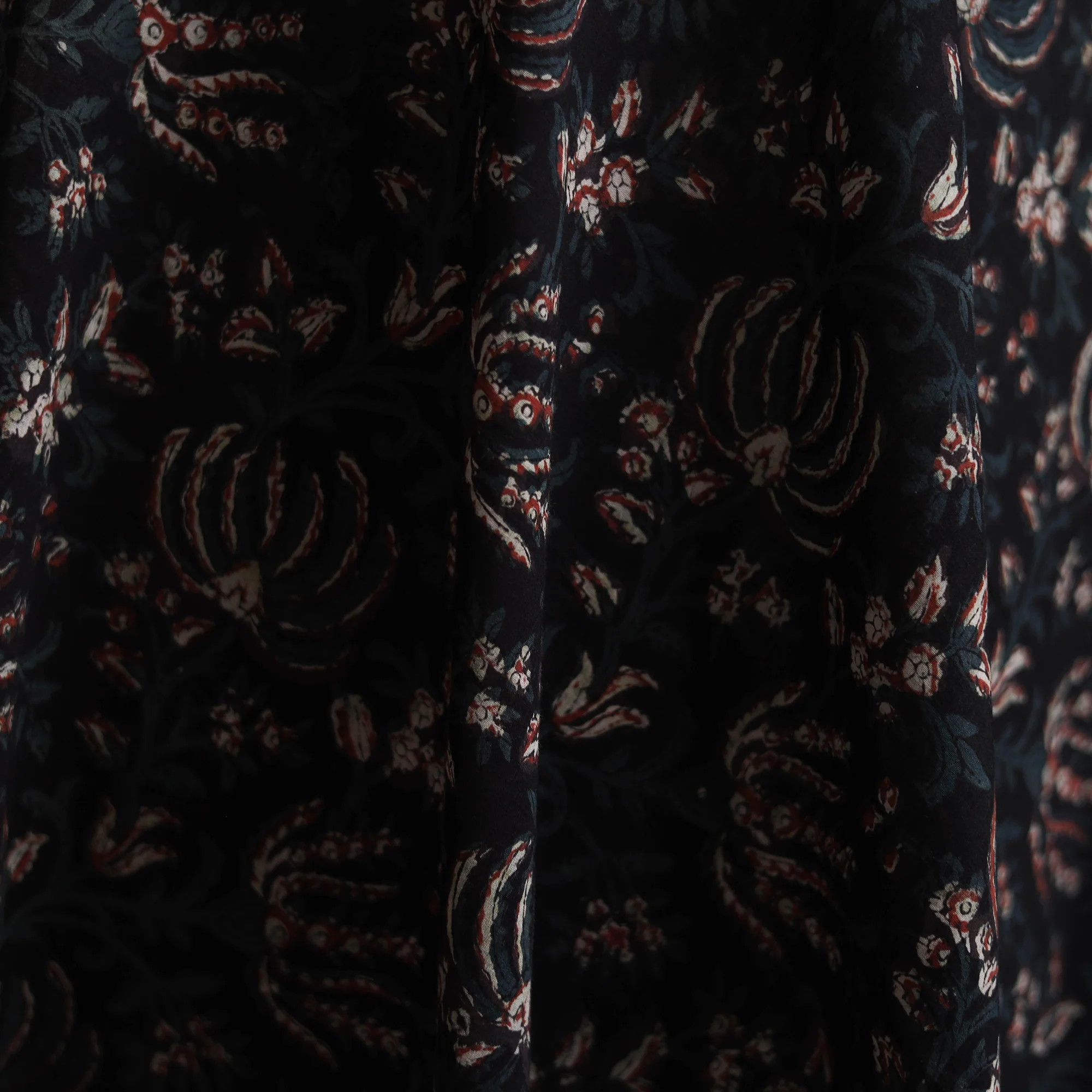 Black - Jahota Hand Block Print Natural Dyed Pure Mul Cotton Fabric 02 - Image 3