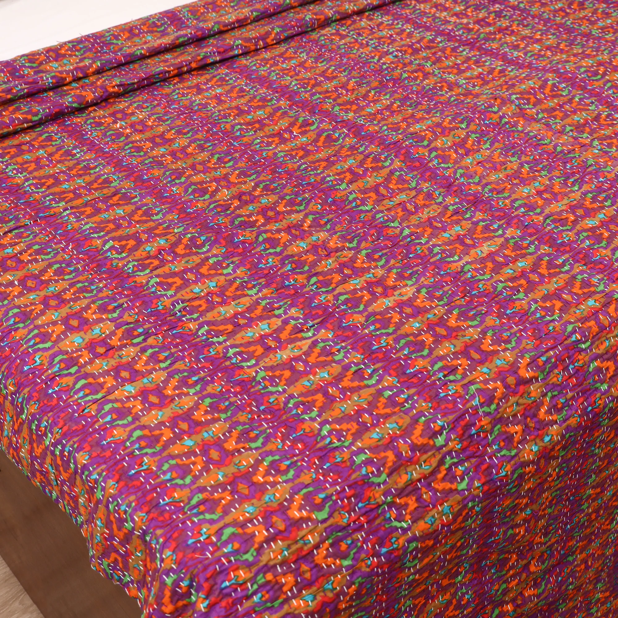 Purple - Jaipur Print Tagai Work Double Bedsheet (108 x 90 in) 10 - Image 3