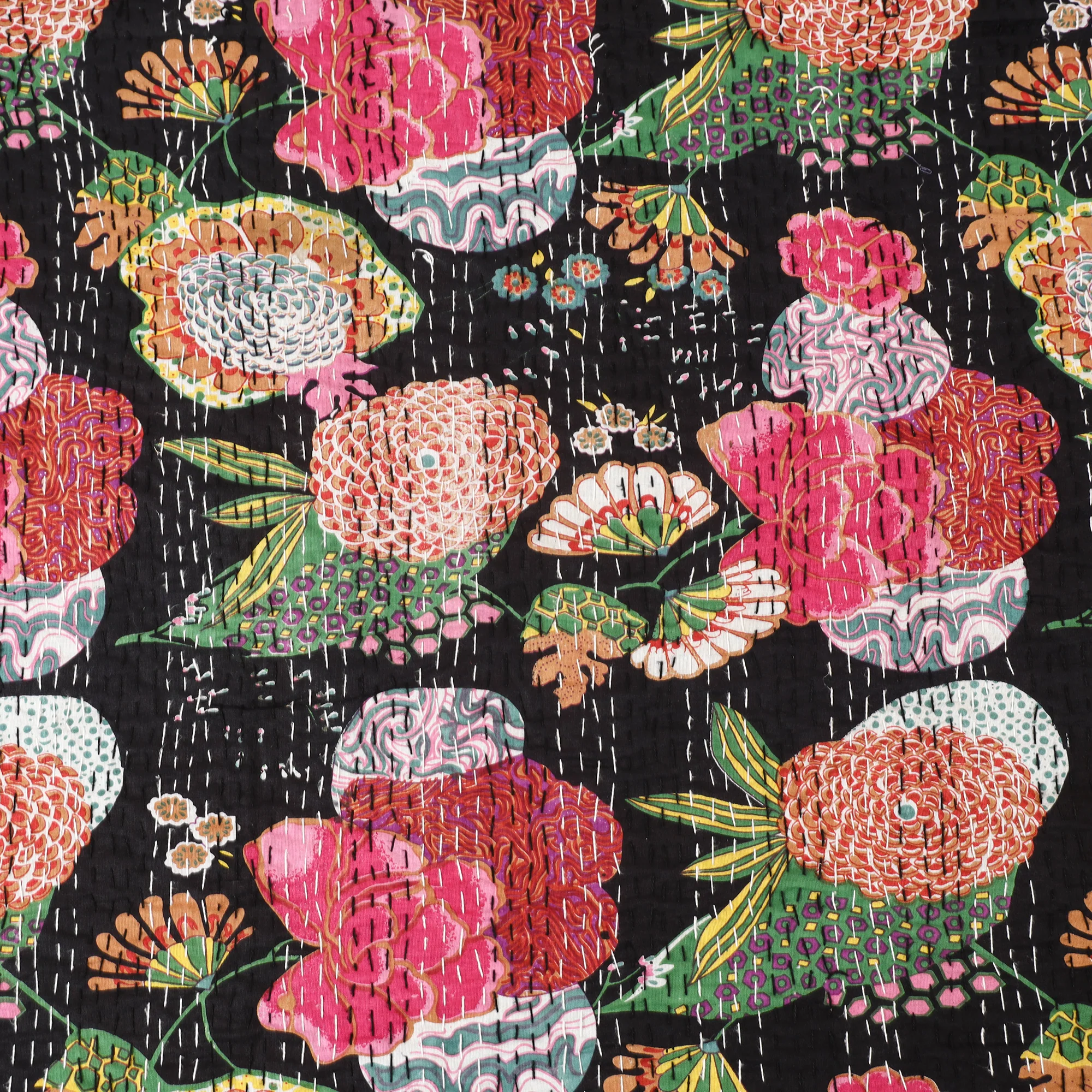 Black - Jaipur Print Tagai Work Double Bedsheet (108 x 90 in) 12 - Image 4