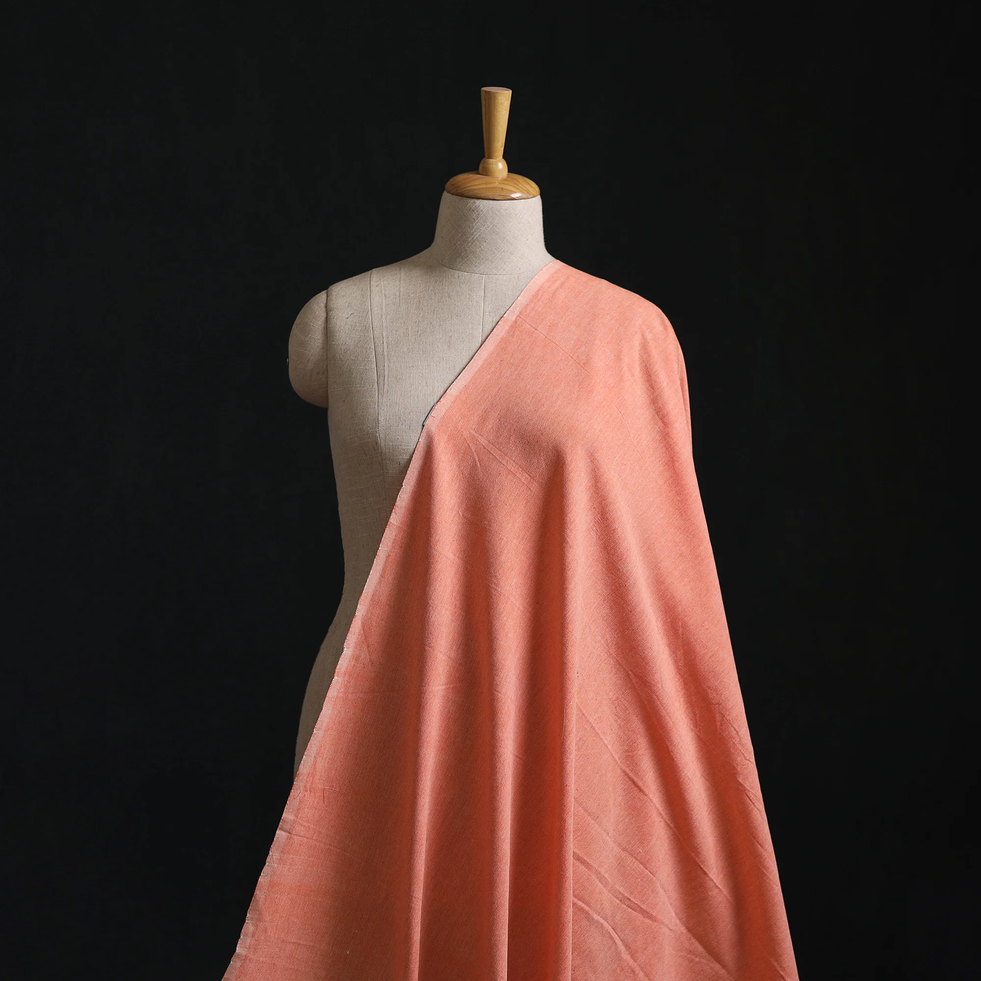 Peach - Jhiri Pure Handloom Plain Cotton Fabric 20