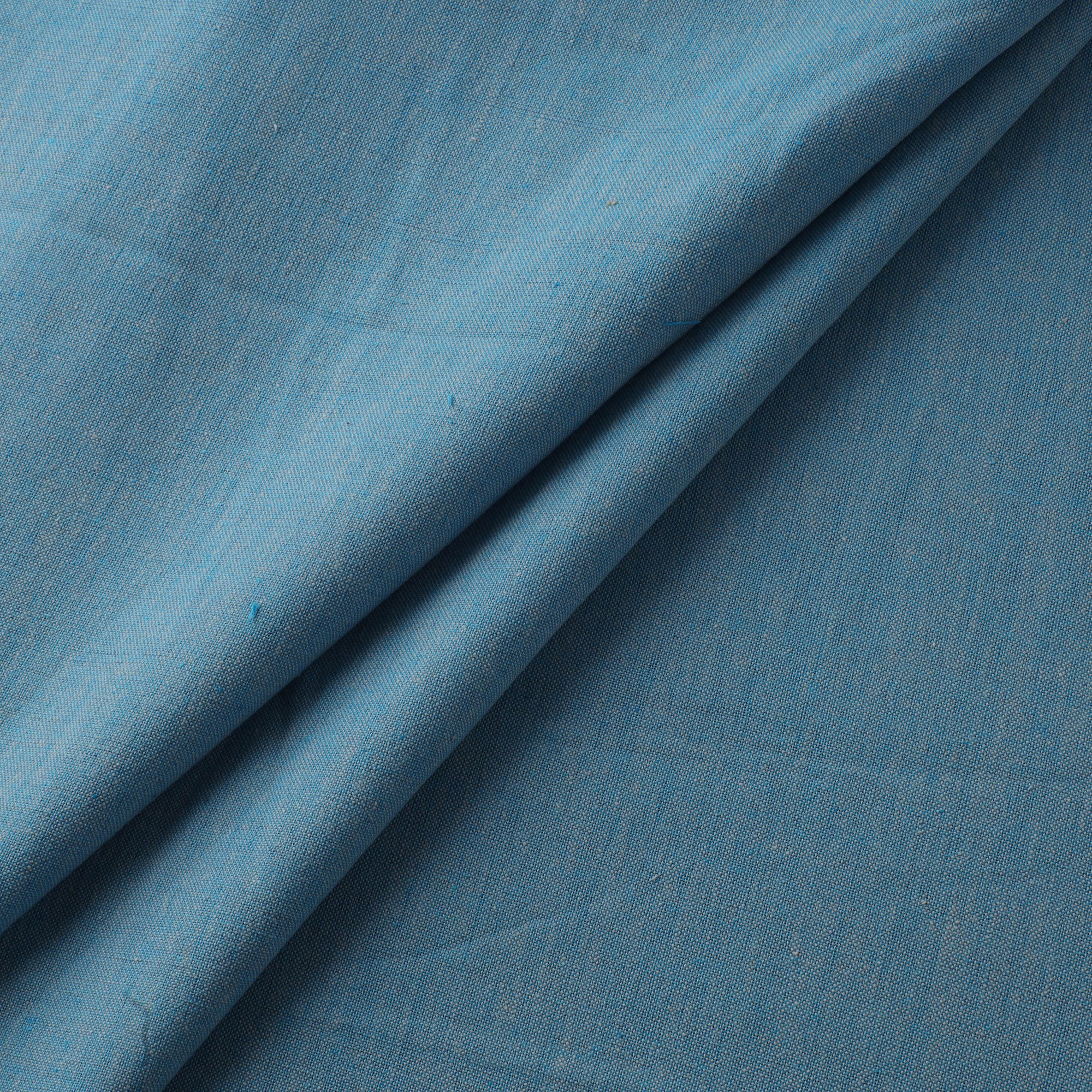 Blue - Jhiri Pure Handloom Plain Cotton Fabric 23 - Image 2