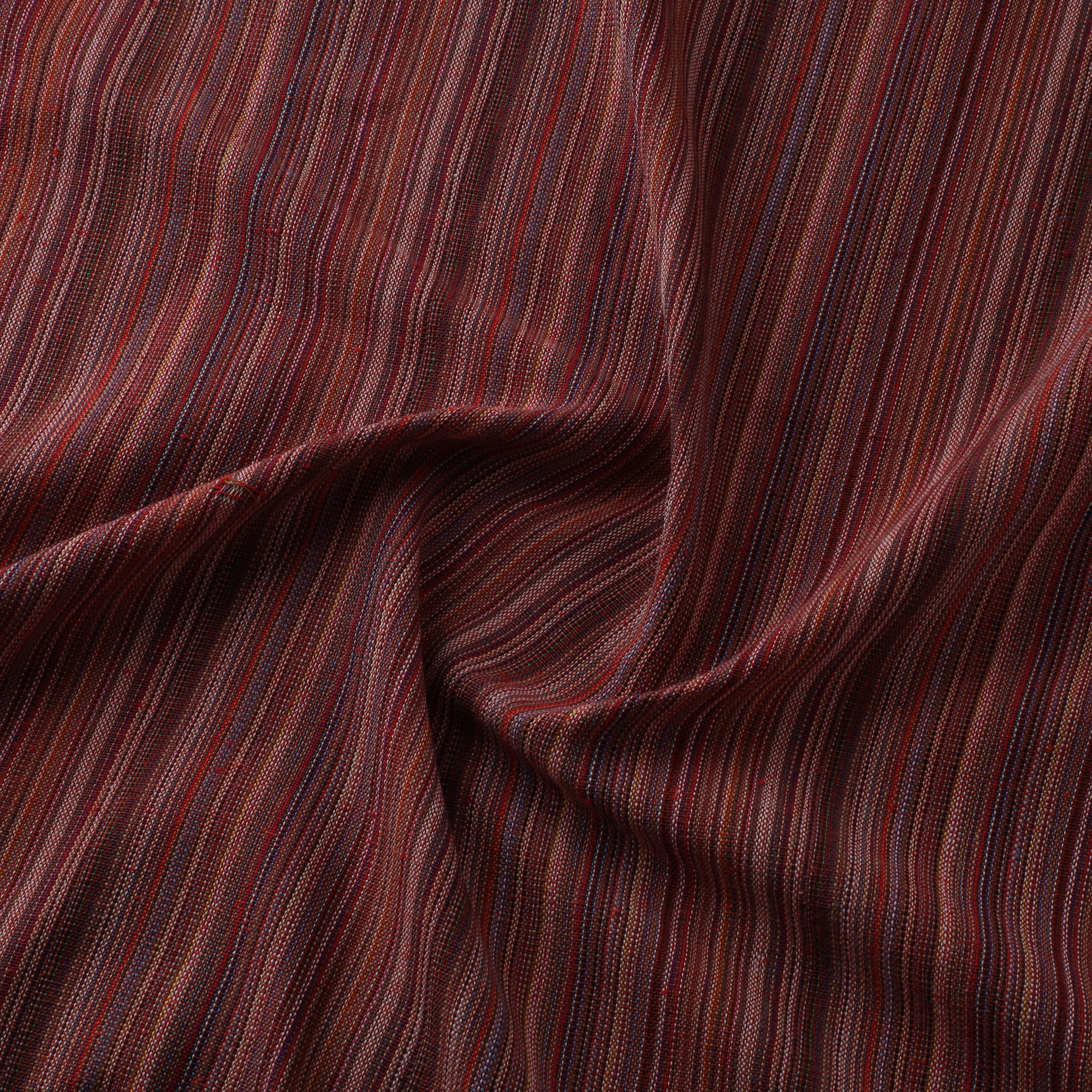 Maroon - Jhiri Pure Handloom Stripes Cotton Fabric 01 - Image 3