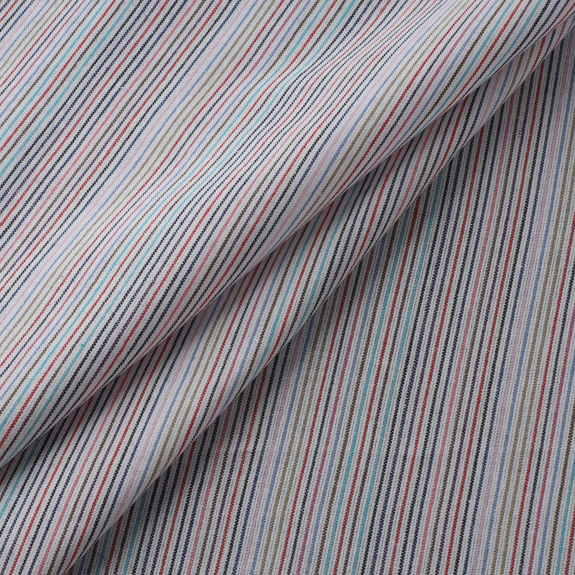 White - Jhiri Pure Handloom Stripes Cotton Fabric 03 - Image 2
