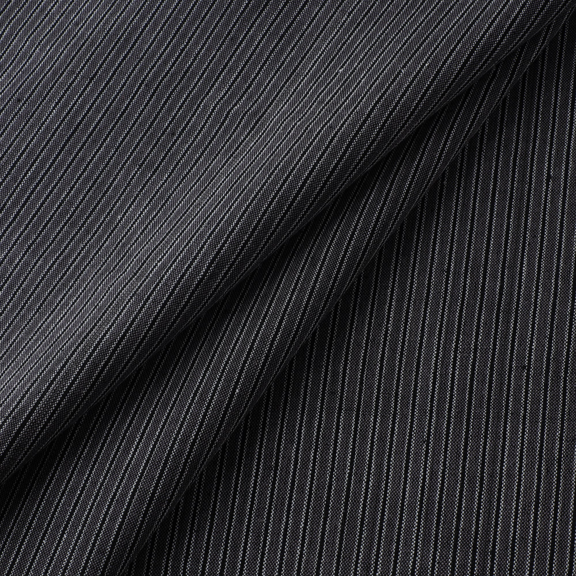Black - Jhiri Pure Handloom Stripes Cotton Fabric 04 - Image 2